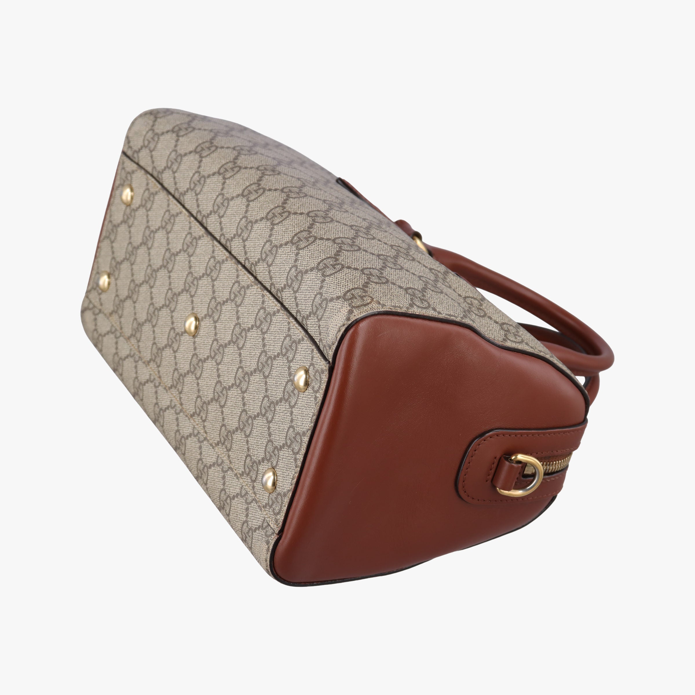 Vintage Gucci GG SUPREME beige×brown PVC coated canvas×Leather 409529 shoulderbag | stylenewstar