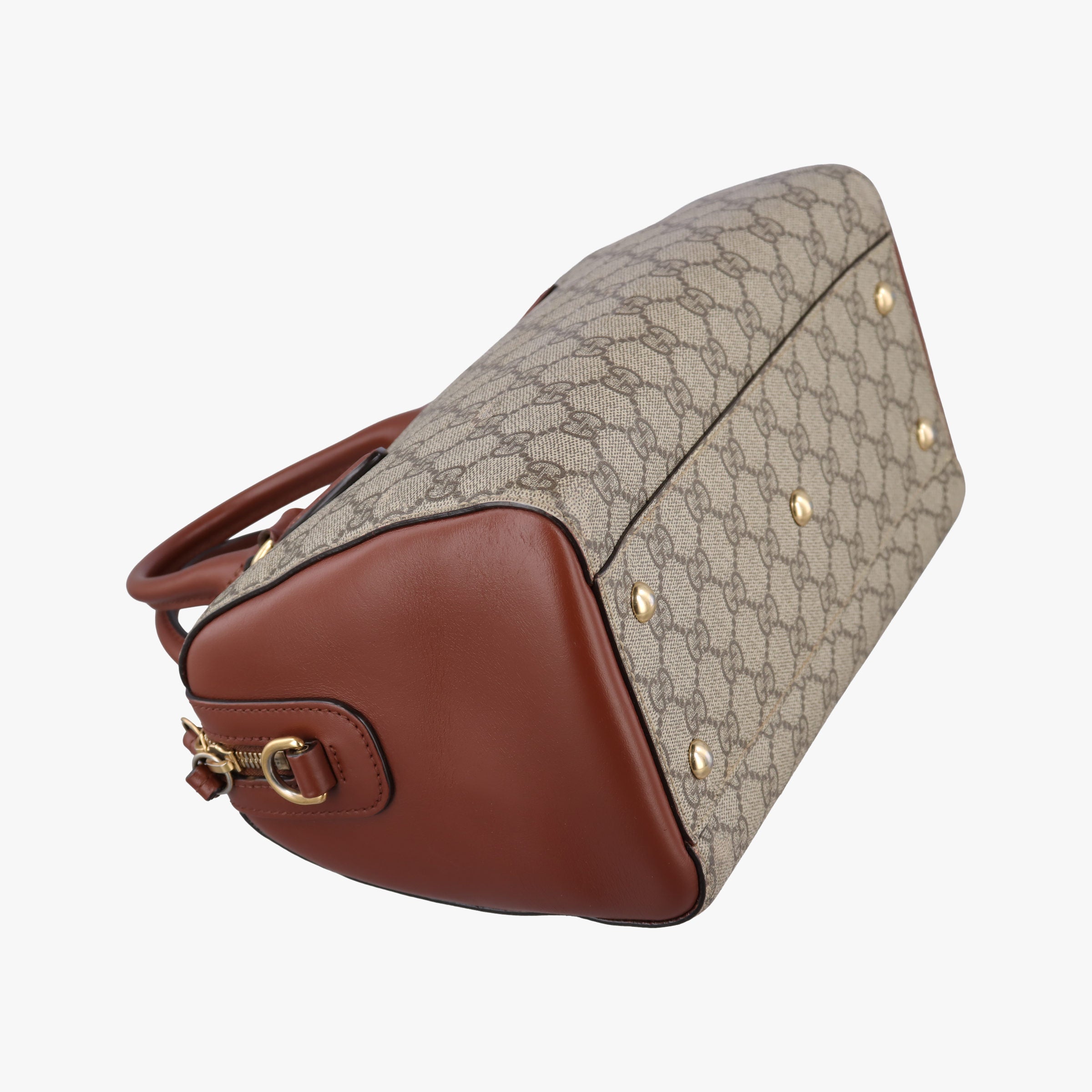 Vintage Gucci GG SUPREME beige×brown PVC coated canvas×Leather 409529 shoulderbag | stylenewstar