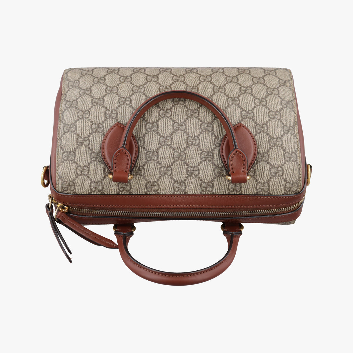 Vintage Gucci GG SUPREME beige×brown PVC coated canvas×Leather 409529 shoulderbag | stylenewstar