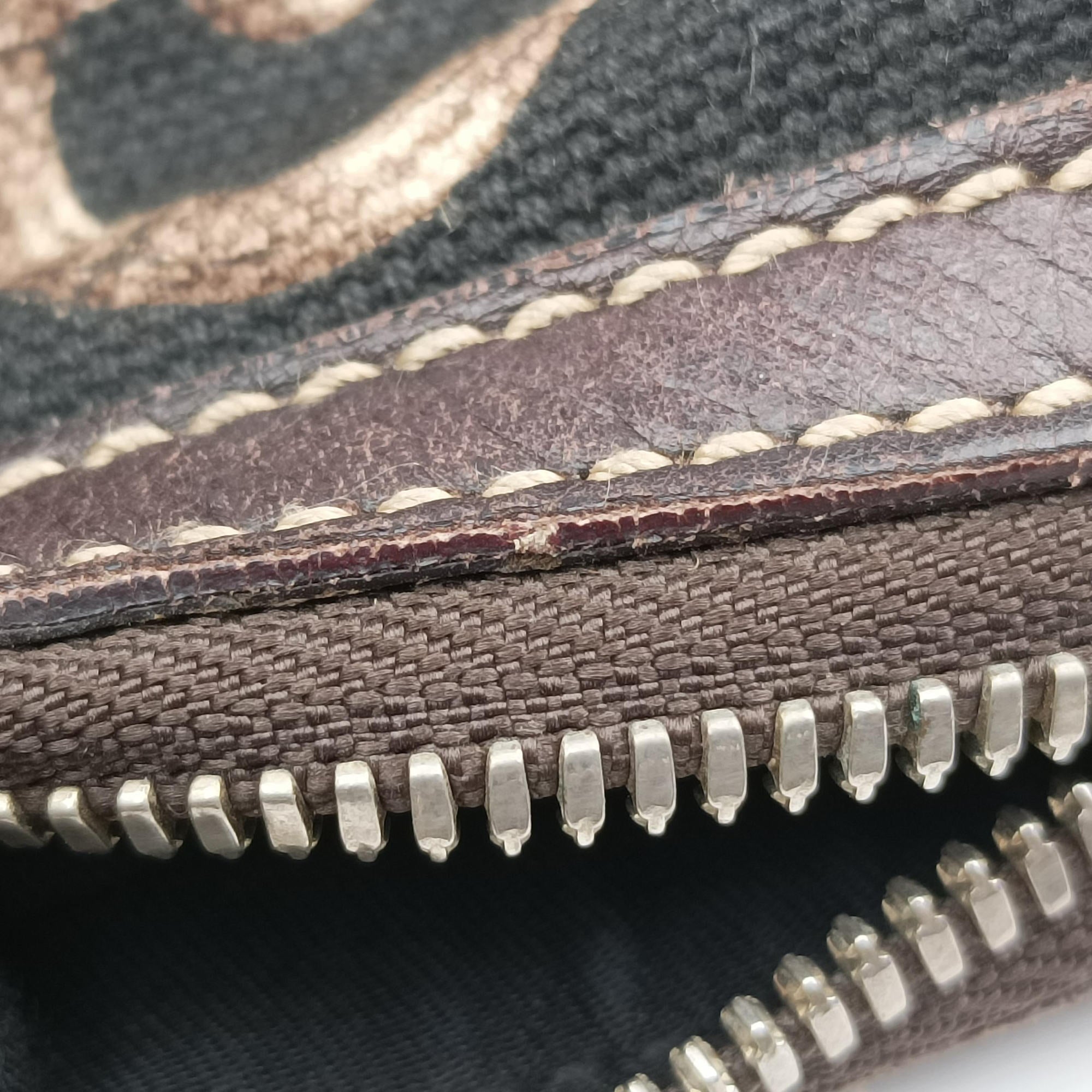 Amalfi bamboo Brown Canvas×Leather 154378 アマルフィ バンブー ブラウン キャンバス×レザー 154378 