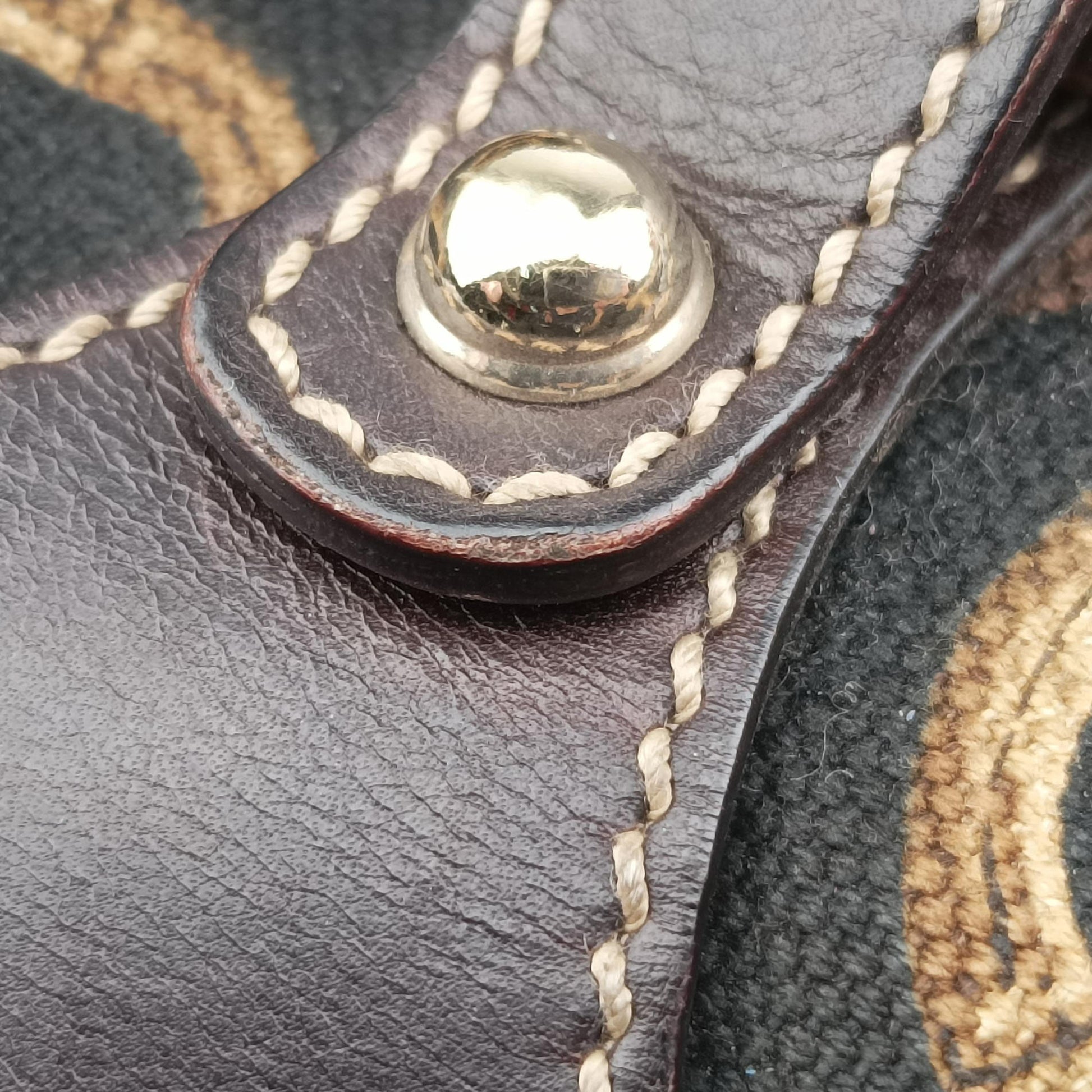 Amalfi bamboo Brown Canvas×Leather 154378 アマルフィ バンブー ブラウン キャンバス×レザー 154378 