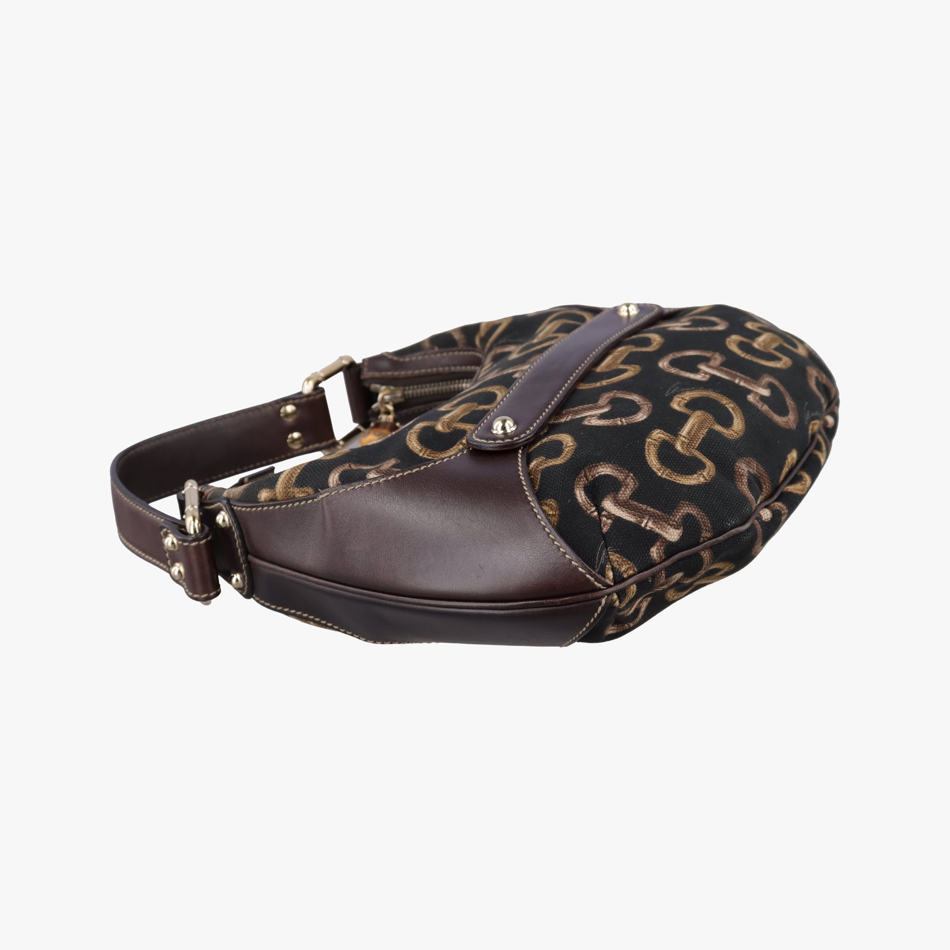 Amalfi bamboo Brown Canvas×Leather 154378 アマルフィ バンブー ブラウン キャンバス×レザー 154378 