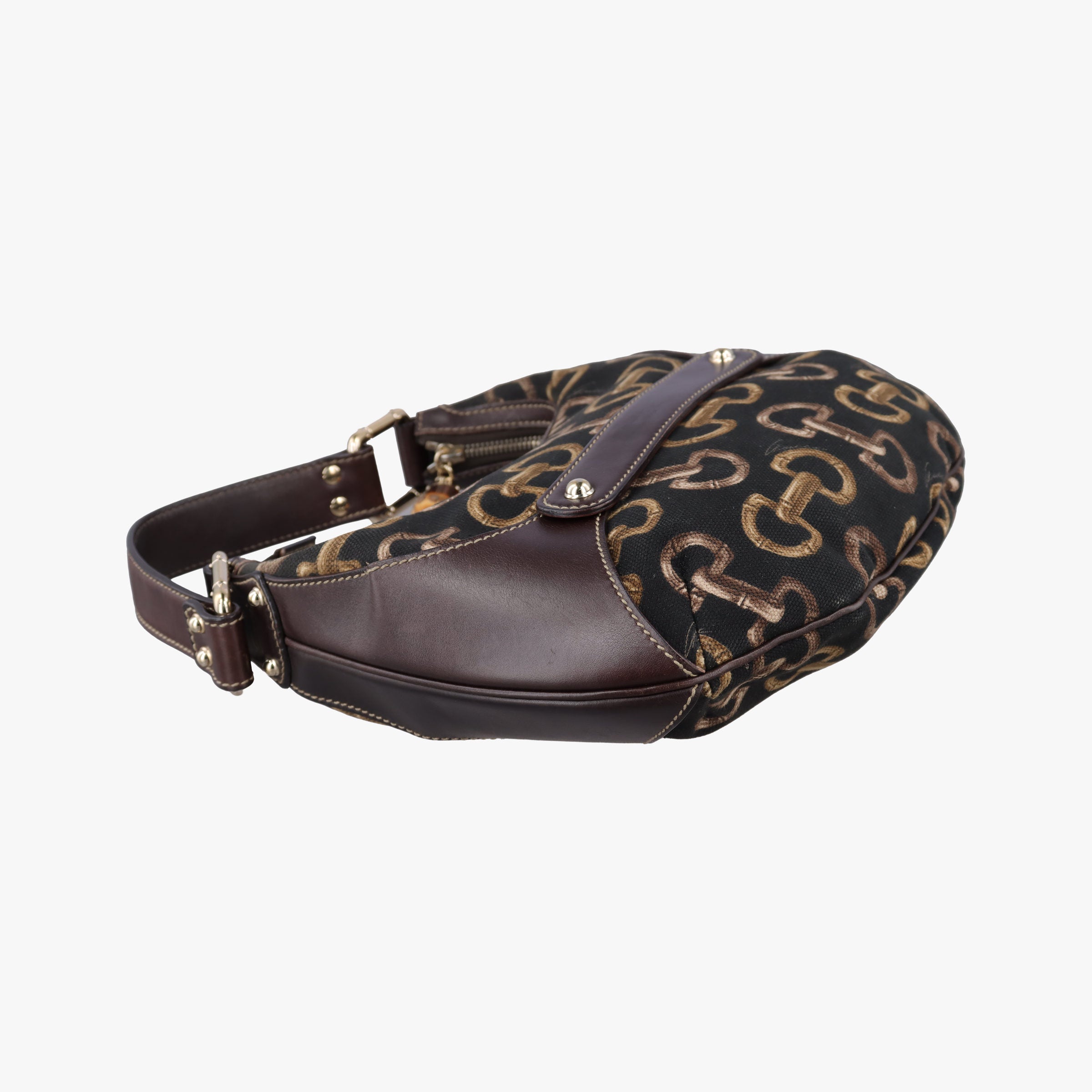 Amalfi bamboo Brown Canvas×Leather 154378 アマルフィ バンブー ブラウン キャンバス×レザー 154378 