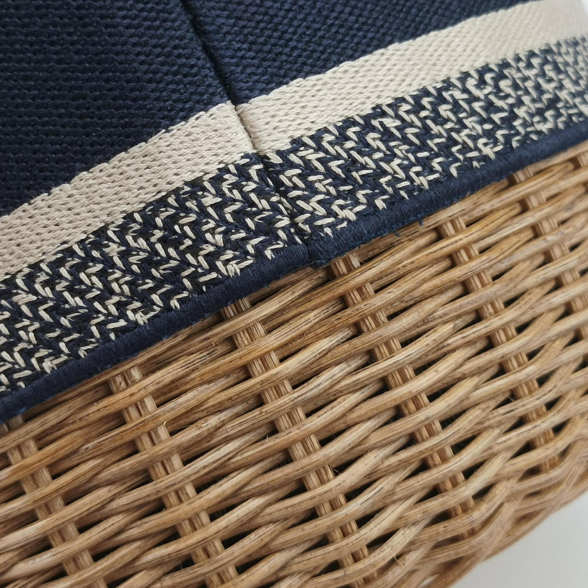 Wicker Basket Beige×navy Natural wicker×Dior oblique jacquard 63-MA-0211ウィッカー バケット ベージュ×ネイビー ナチュラルウィッカー×ディオール オブリーク ジャカード 63-MA-0211