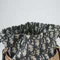 Wicker Basket Beige×navy Natural wicker×Dior oblique jacquard 63-MA-0211ウィッカー バケット ベージュ×ネイビー ナチュラルウィッカー×ディオール オブリーク ジャカード 63-MA-0211
