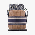 Wicker Basket Beige×navy Natural wicker×Dior oblique jacquard 63-MA-0211ウィッカー バケット ベージュ×ネイビー ナチュラルウィッカー×ディオール オブリーク ジャカード 63-MA-0211