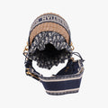 Wicker Basket Beige×navy Natural wicker×Dior oblique jacquard 63-MA-0211ウィッカー バケット ベージュ×ネイビー ナチュラルウィッカー×ディオール オブリーク ジャカード 63-MA-0211