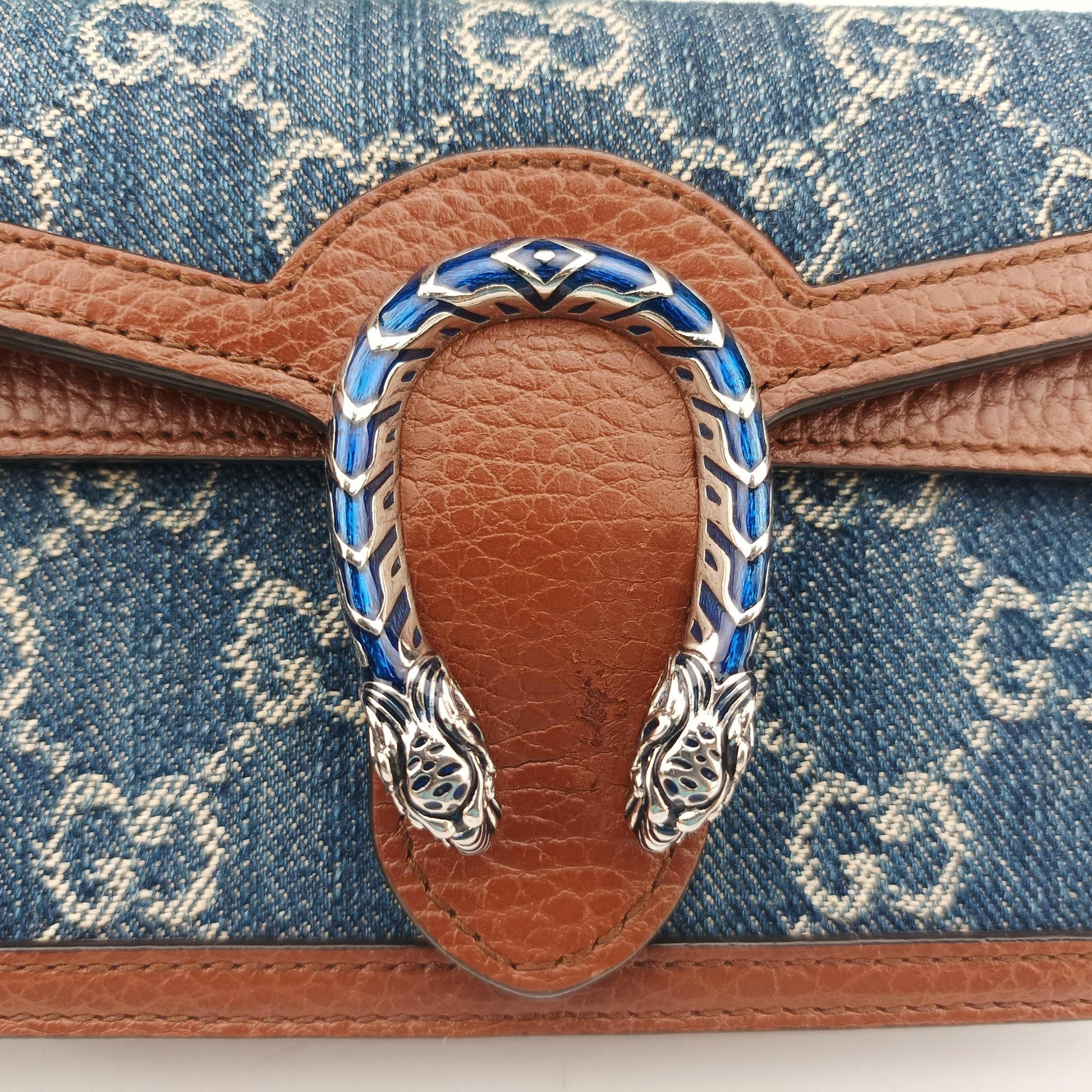 Dionysus Blue×brown denim×leather 476432 ディオニュソス ブルー×ブラウン デニム×レザー 476432 