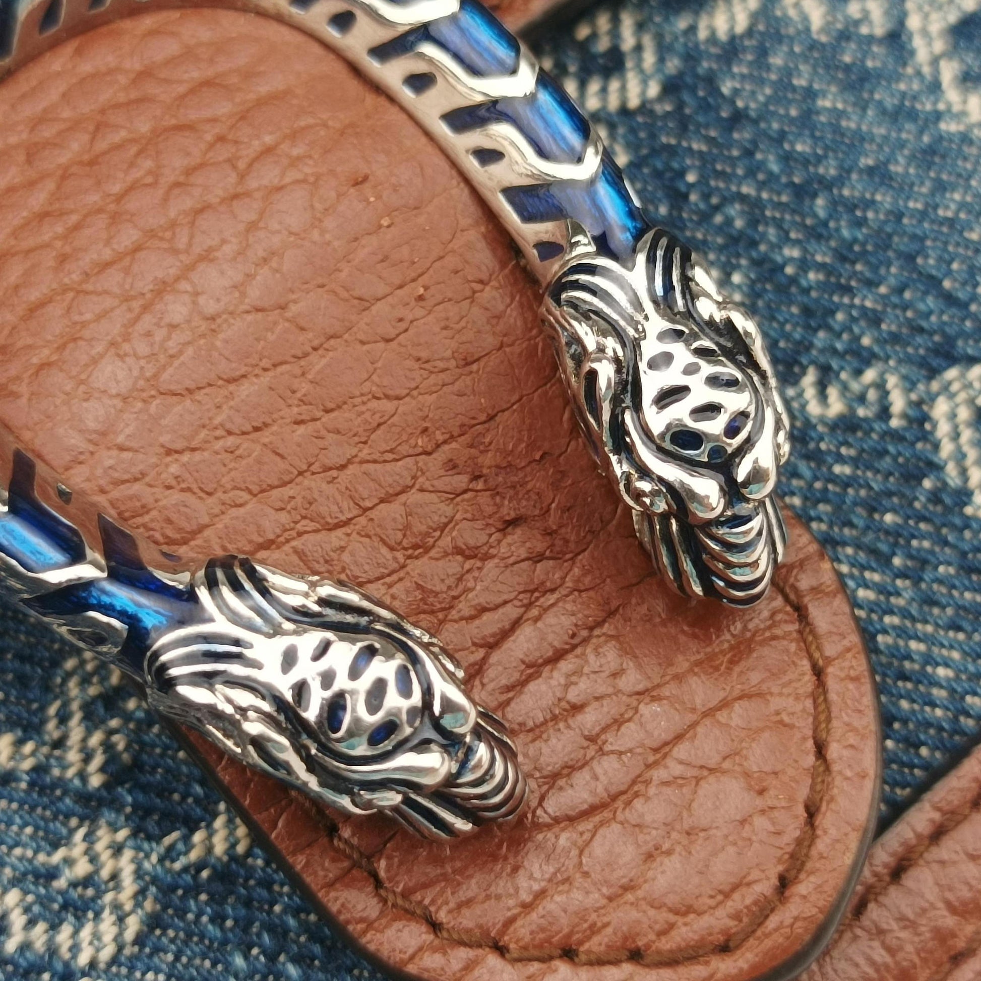 Dionysus Blue×brown denim×leather 476432 ディオニュソス ブルー×ブラウン デニム×レザー 476432 