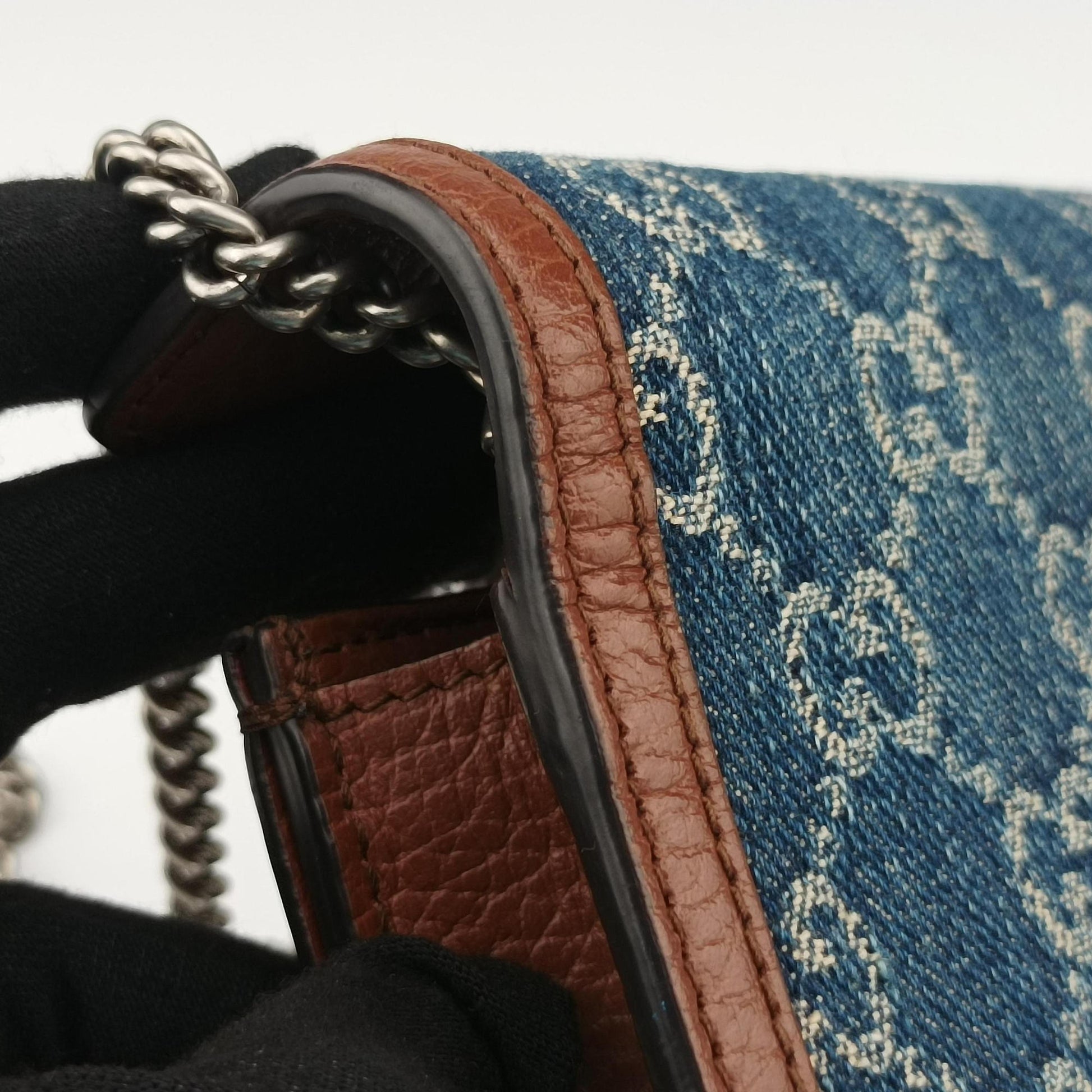 Dionysus Blue×brown denim×leather 476432 ディオニュソス ブルー×ブラウン デニム×レザー 476432 