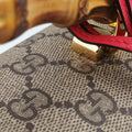 GG flora Padlock Bamboo Brown × Red PVC coated canvas×leather 603221 I037029936GGアップル パドロック バンブー ブラウン × レッド PVCコーティングキャンバス×レザー 603221 I037029936