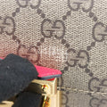 GG flora Padlock Bamboo Brown × Red PVC coated canvas×leather 603221 I037029936GGアップル パドロック バンブー ブラウン × レッド PVCコーティングキャンバス×レザー 603221 I037029936