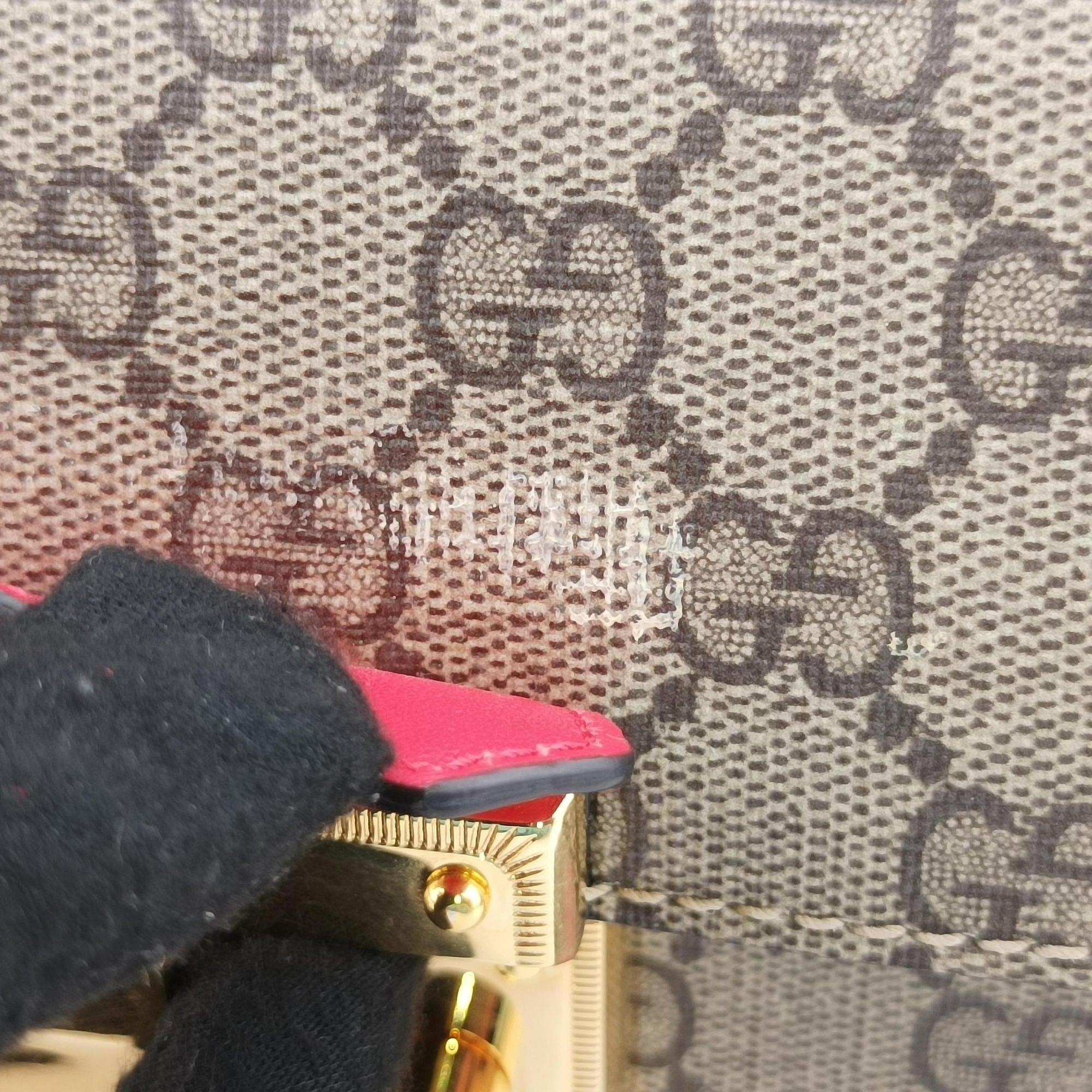 GG flora Padlock Bamboo Brown × Red PVC coated canvas×leather 603221 I037029936GGアップル パドロック バンブー ブラウン × レッド PVCコーティングキャンバス×レザー 603221 I037029936