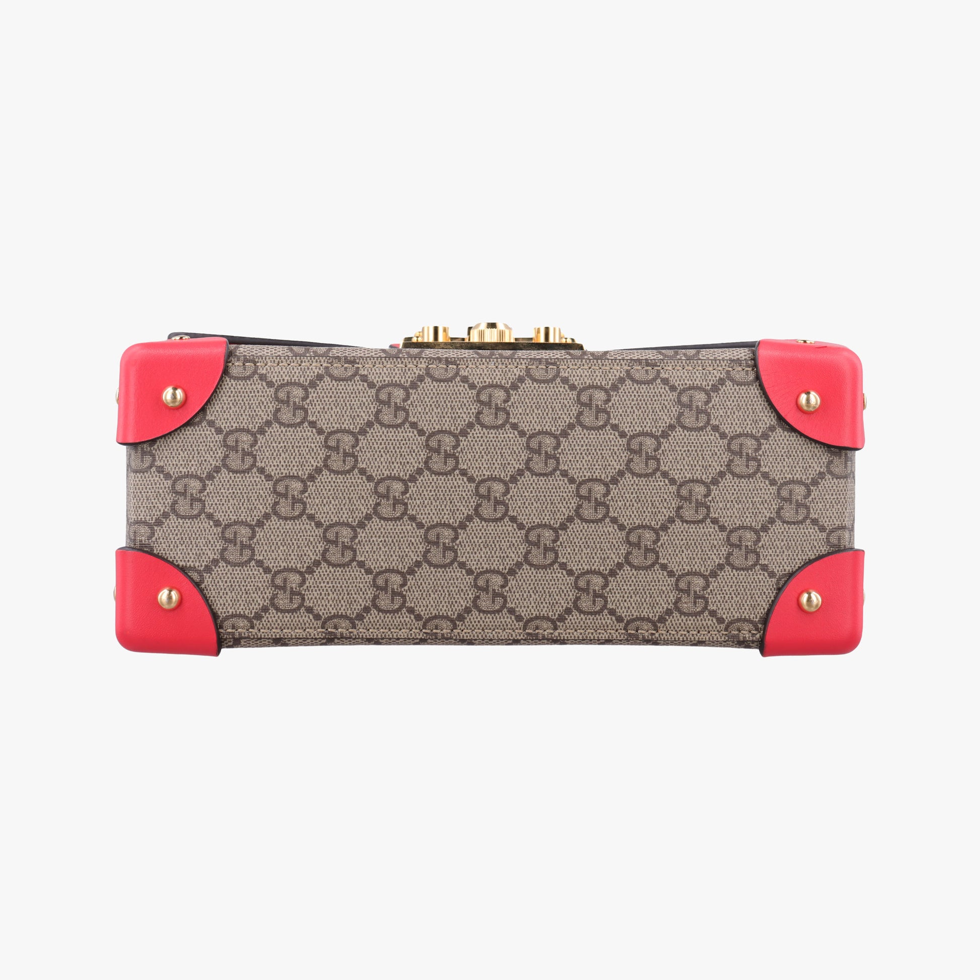 GG flora Padlock Bamboo Brown × Red PVC coated canvas×leather 603221 I037029936GGアップル パドロック バンブー ブラウン × レッド PVCコーティングキャンバス×レザー 603221 I037029936