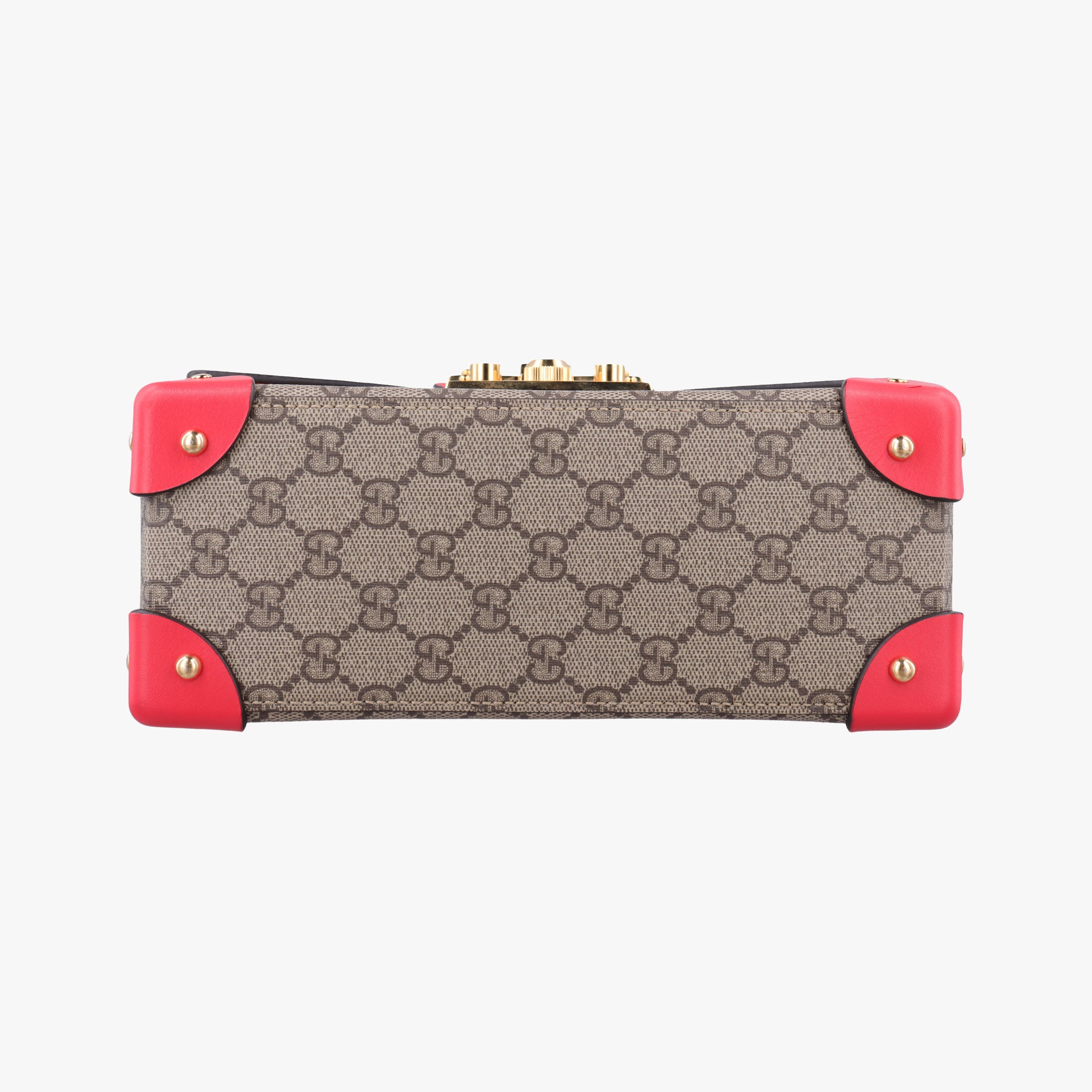 GG flora Padlock Bamboo Brown × Red PVC coated canvas×leather 603221 I037029936GGアップル パドロック バンブー ブラウン × レッド PVCコーティングキャンバス×レザー 603221 I037029936