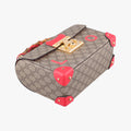 GG flora Padlock Bamboo Brown × Red PVC coated canvas×leather 603221 I037029936GGアップル パドロック バンブー ブラウン × レッド PVCコーティングキャンバス×レザー 603221 I037029936