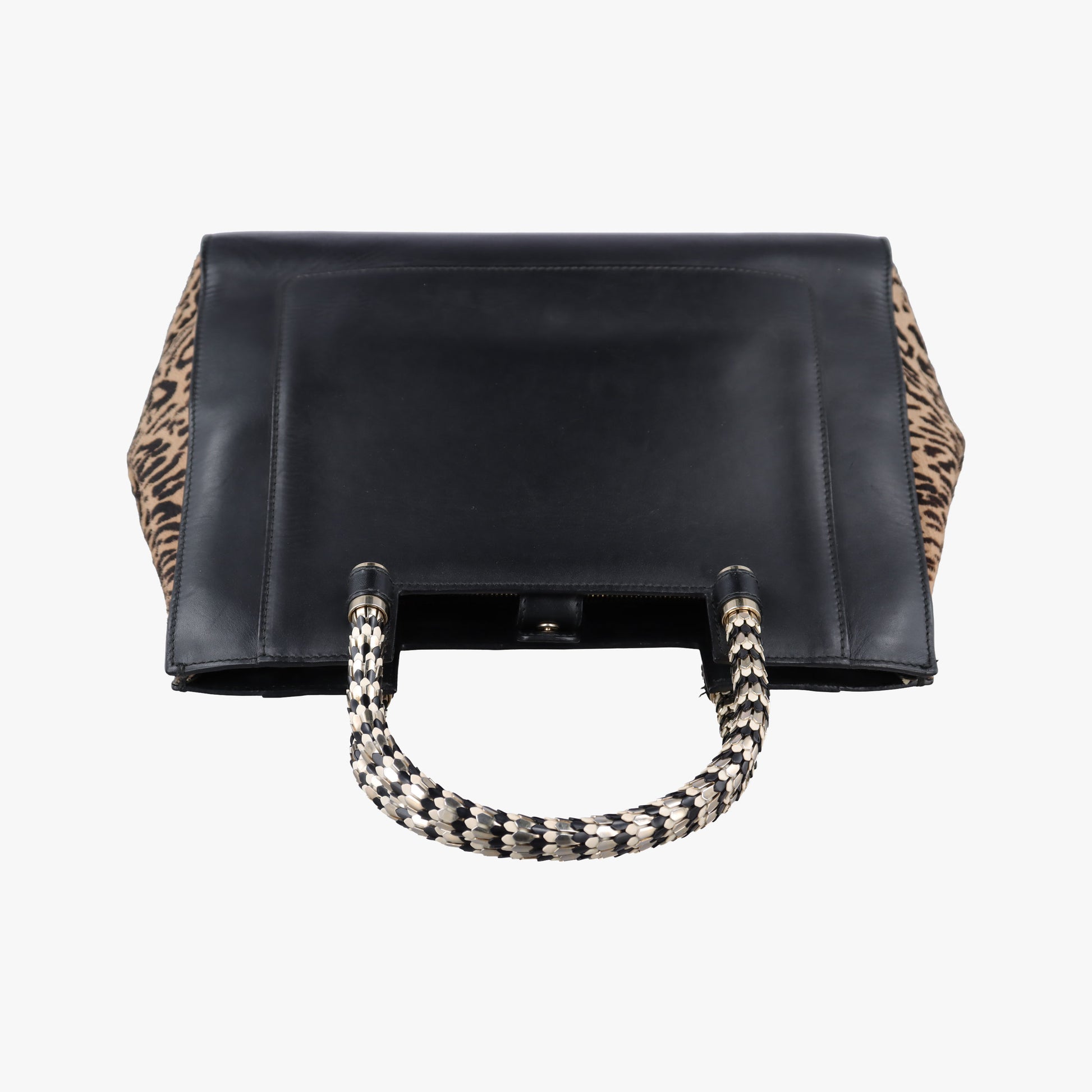 Serpenti Scaglie Black × Leopard Pattern Pony × Leather EK.F14.37788セルペンティ スカリエ ブラック × レオパード柄 ハラコ×レザー EK.F14.37788