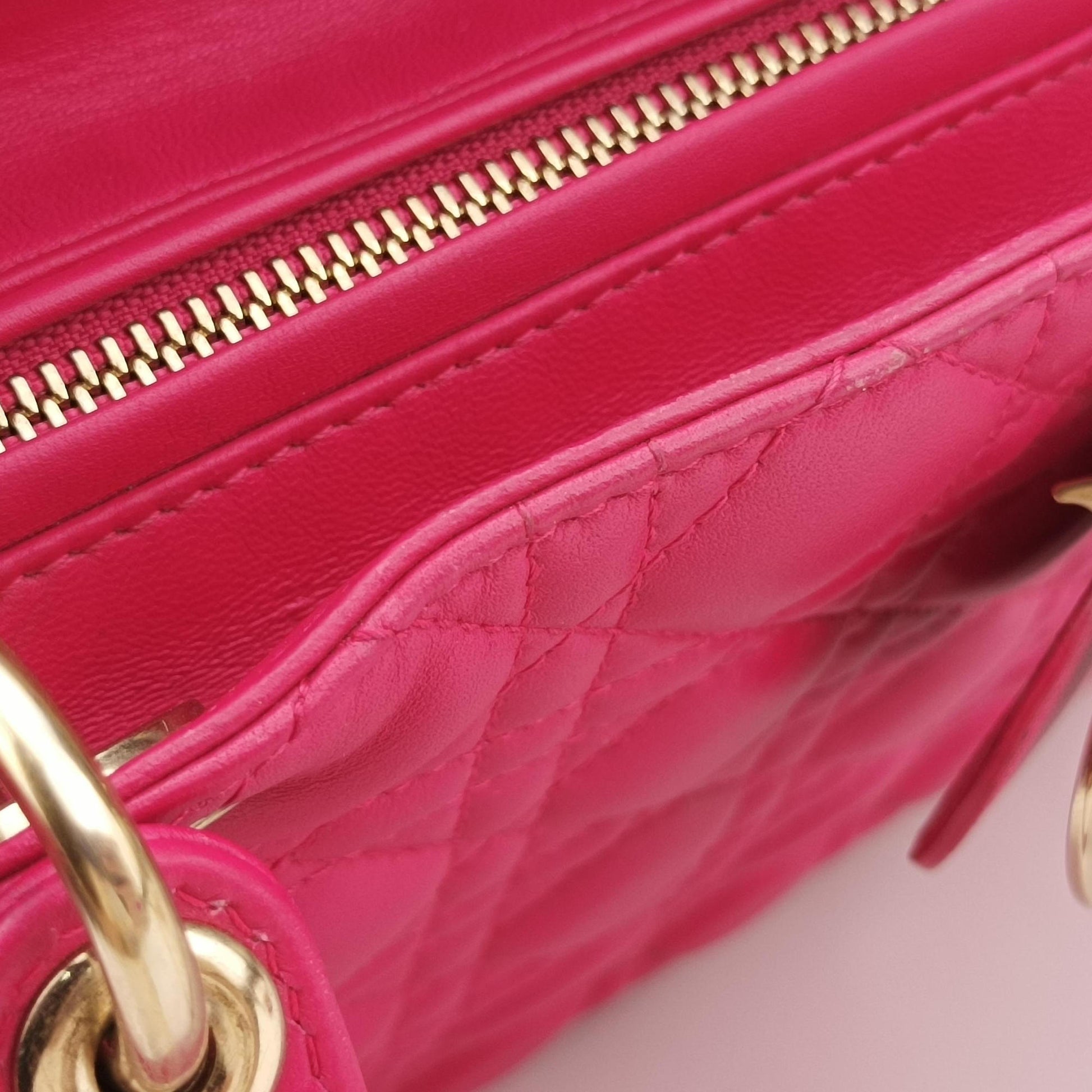 Lady Dior Rose lambskin 18-MA-0173レディディオール ローズ レッド ラムスキン 18-MA-0173