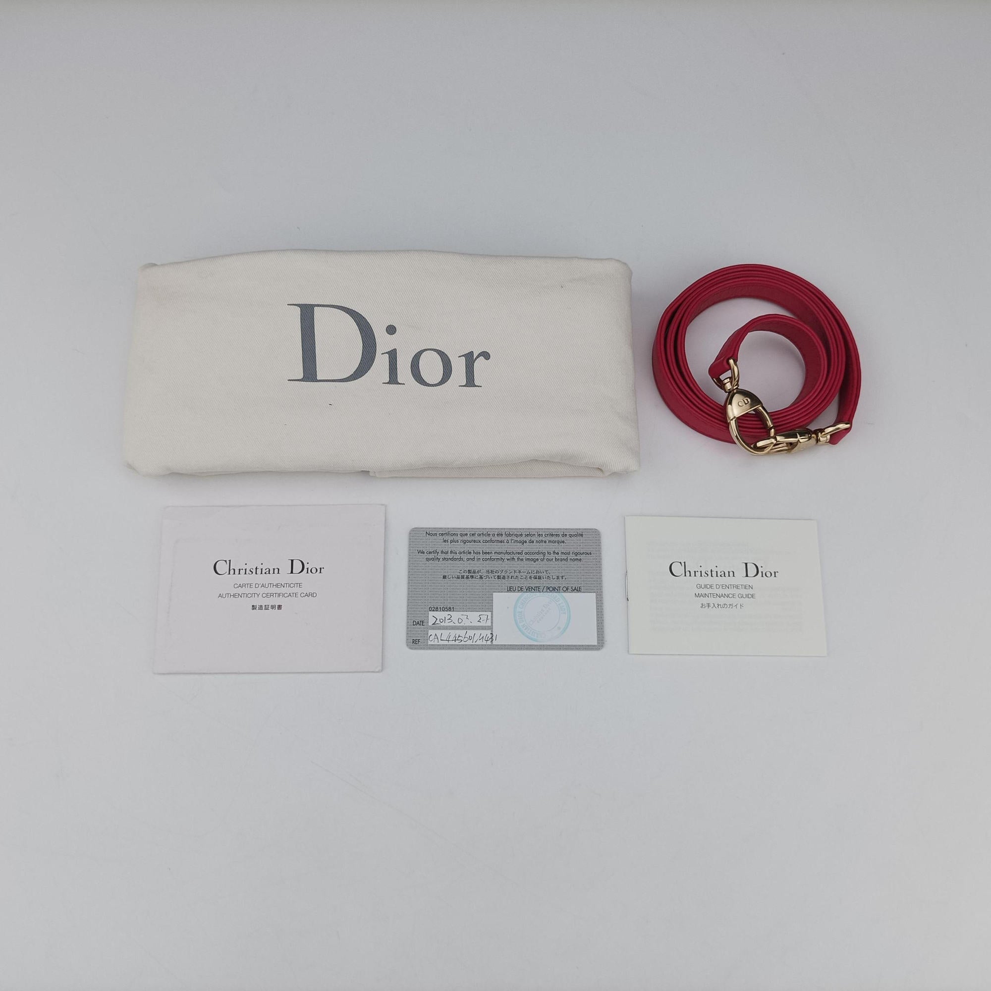 Lady Dior Rose lambskin 18-MA-0173レディディオール ローズ レッド ラムスキン 18-MA-0173