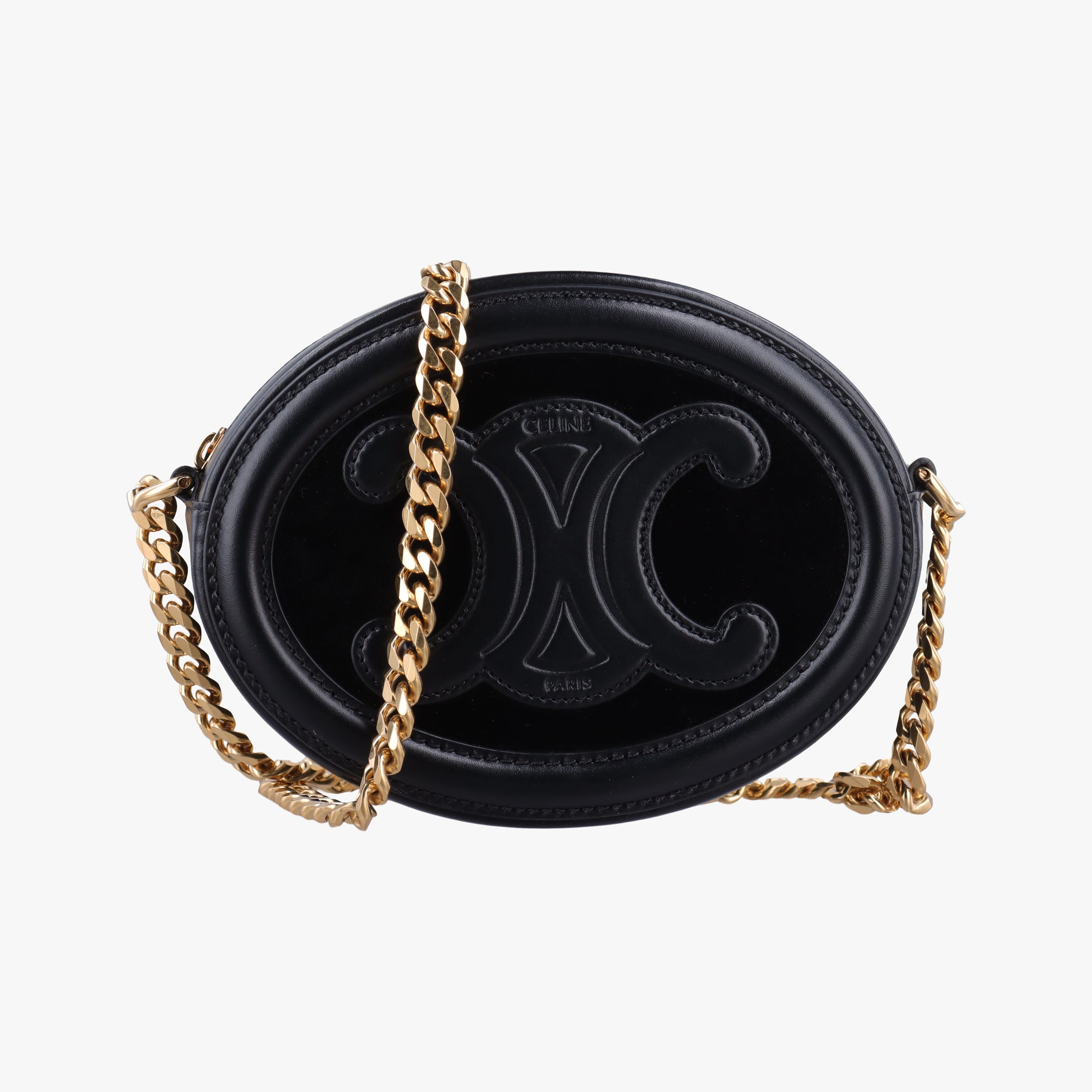 Oval Purse Cuir Triomphe Black Leather x velour S-BB-3271オーバルパース キュイル トリオンフ ブラック レザーxベロア S-BB-3271