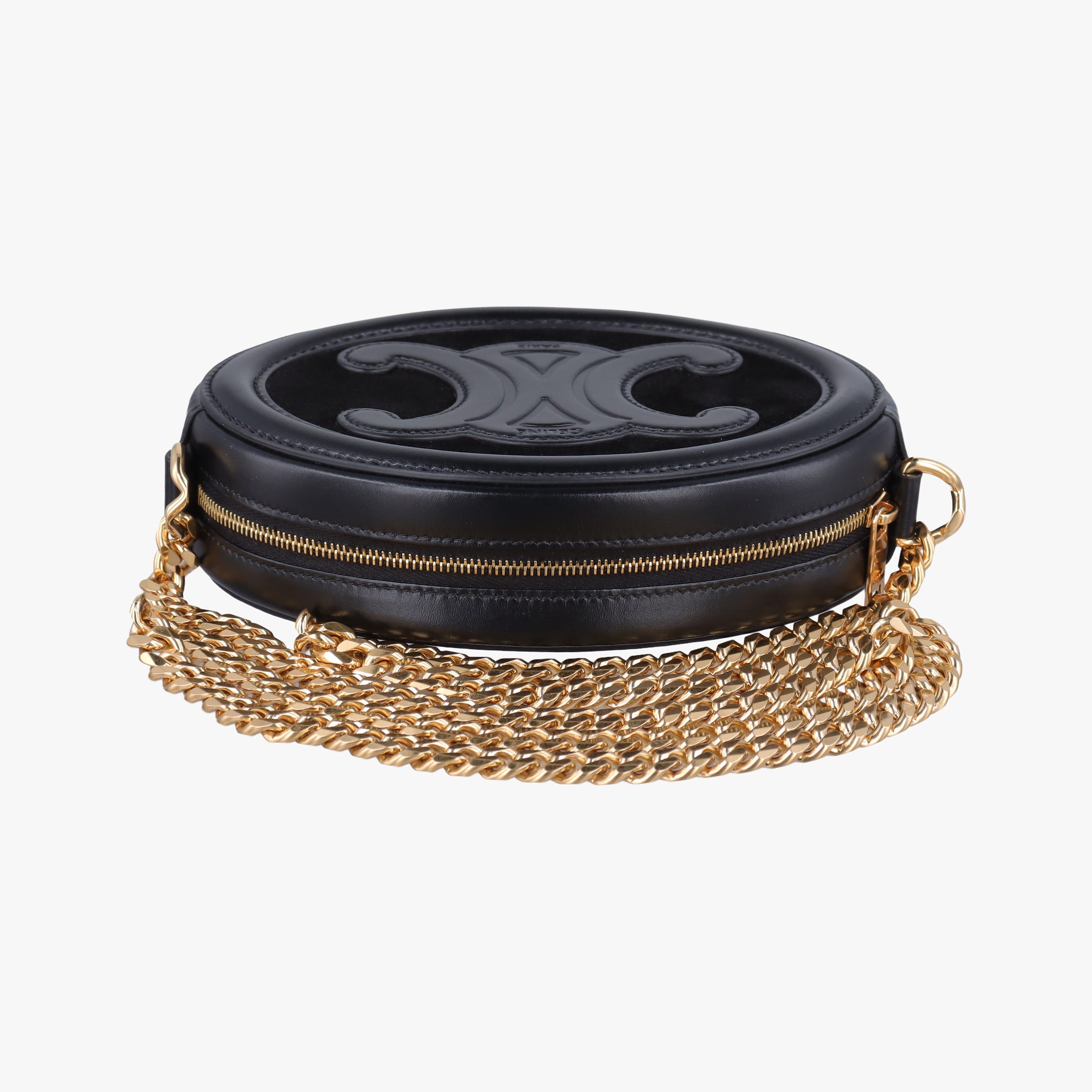 Oval Purse Cuir Triomphe Black Leather x velour S-BB-3271オーバルパース キュイル トリオンフ ブラック レザーxベロア S-BB-3271