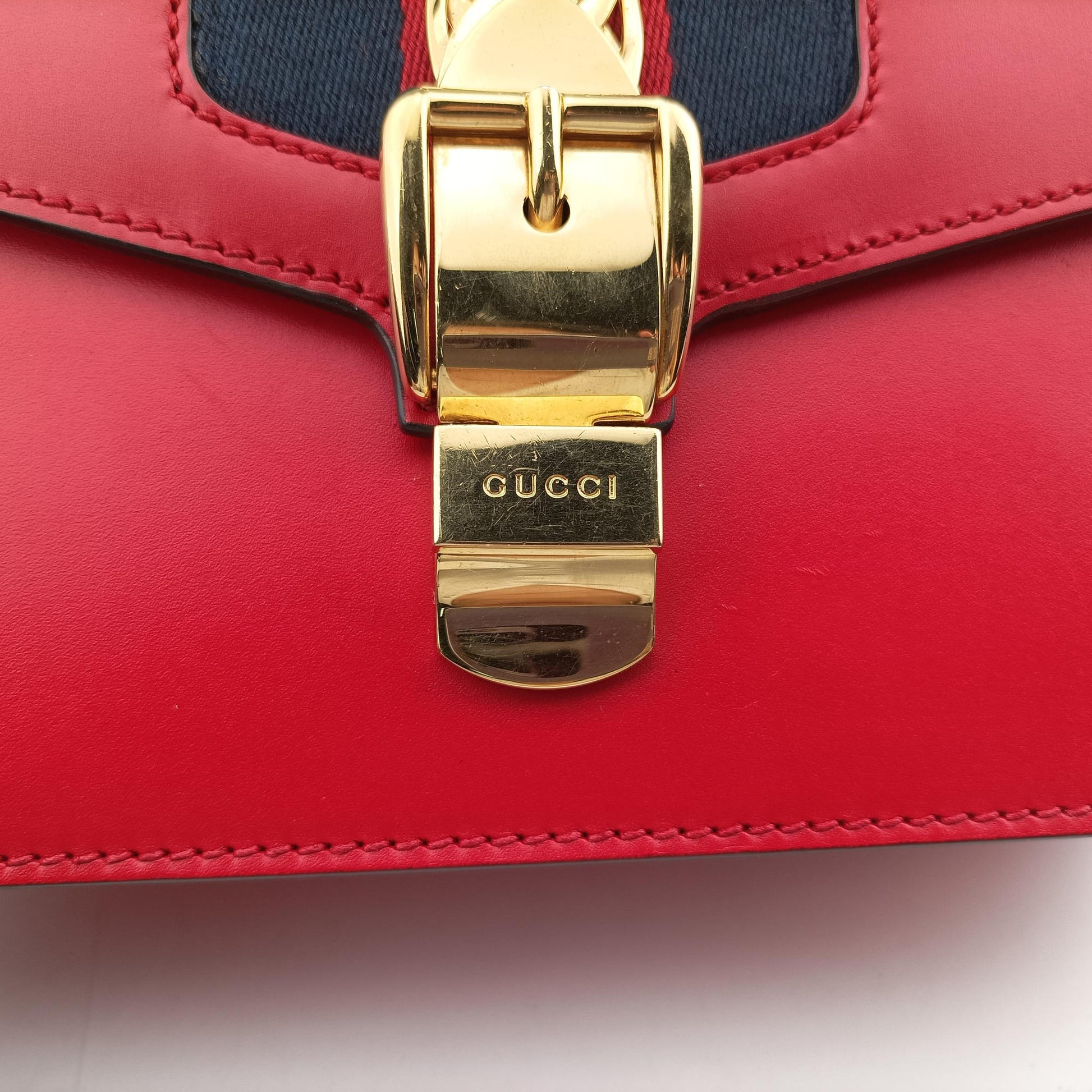 Sylvie Red×navy Leather 421882 C020461213シルヴィ レッド×ネイビー レザー 421882 C020461213