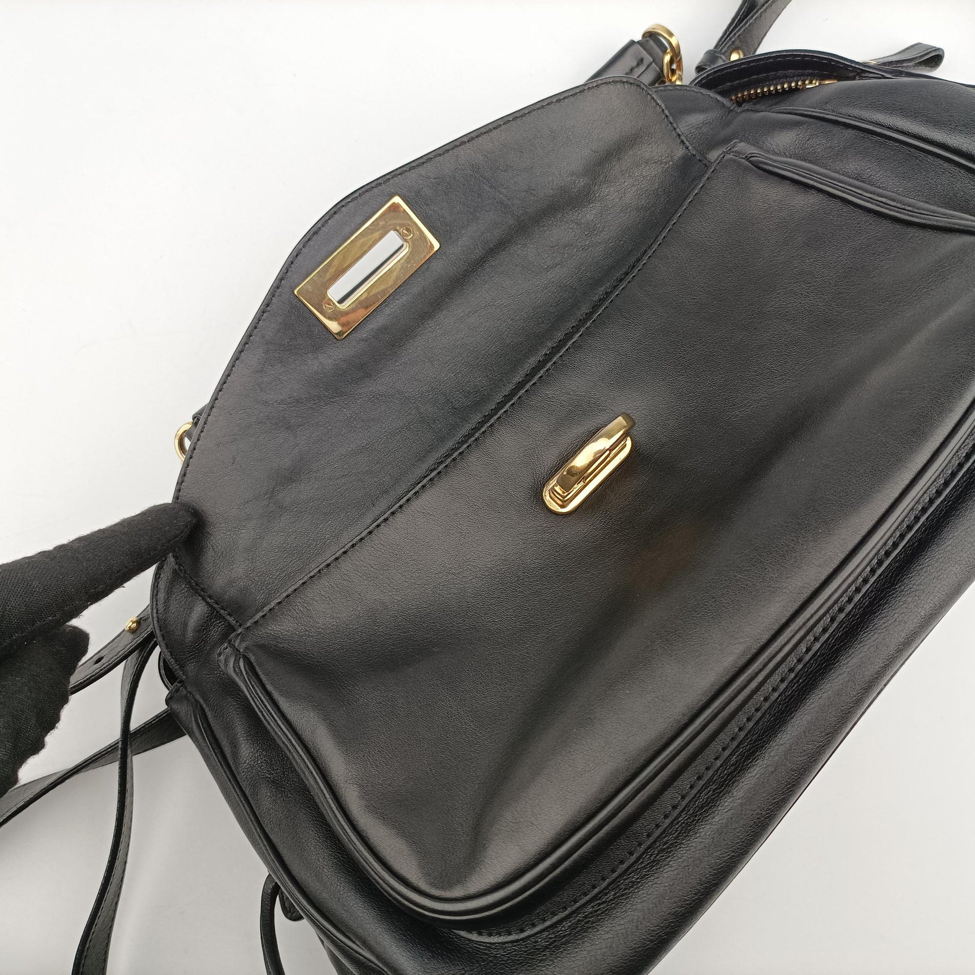 Gancini Black Leather AU-21/E445ガンチーニ ブラック レザー AU-21/E445