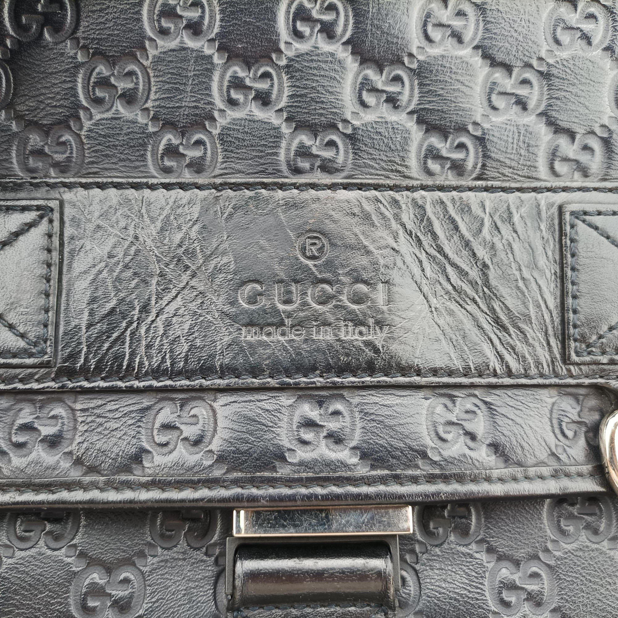 Guccissima Rubber Messenger Navy Leather 246067 D017000164グッチシマ メッセンジャー ネイビー レザー 246067 D017000164