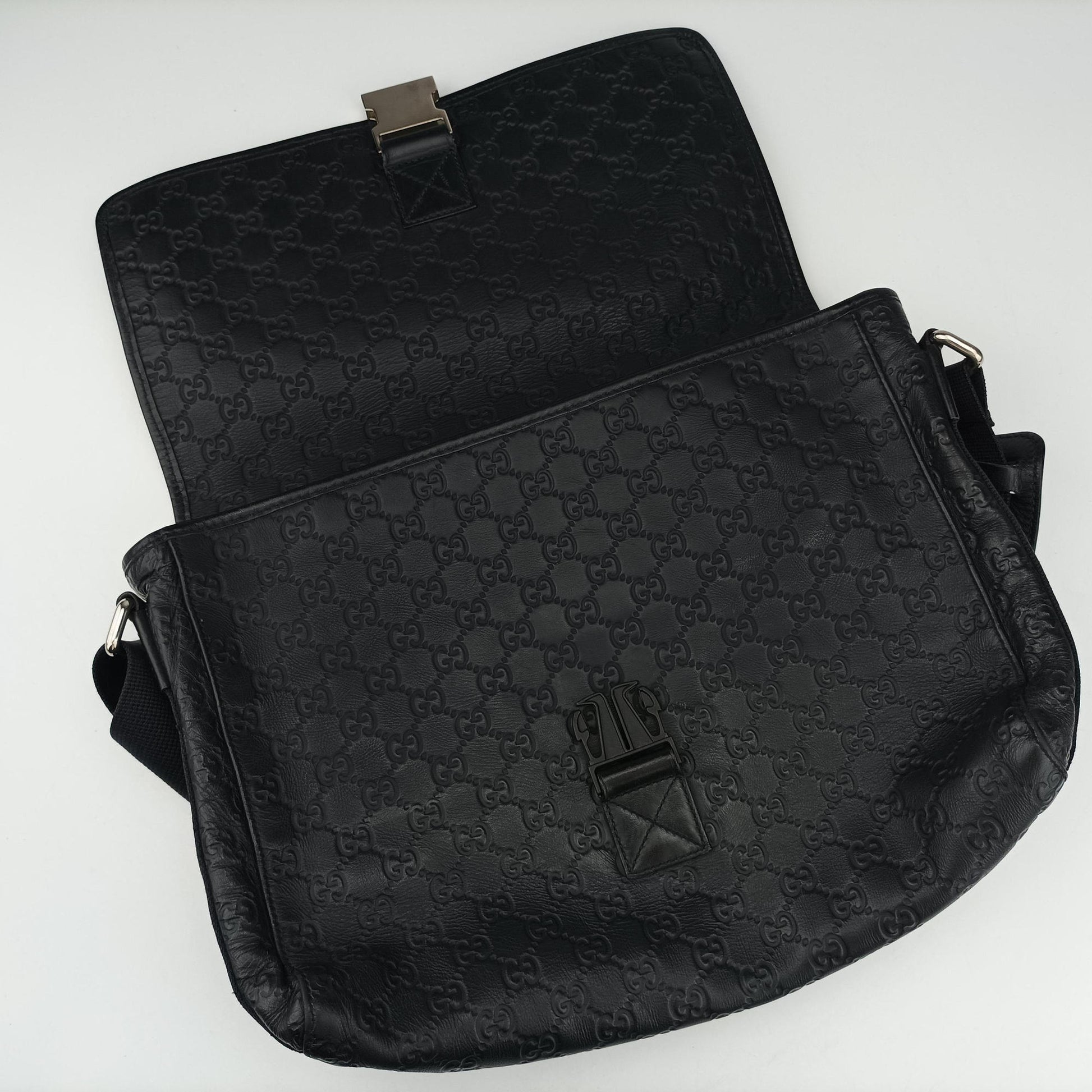 Guccissima Rubber Messenger Navy Leather 246067 D017000164グッチシマ メッセンジャー ネイビー レザー 246067 D017000164