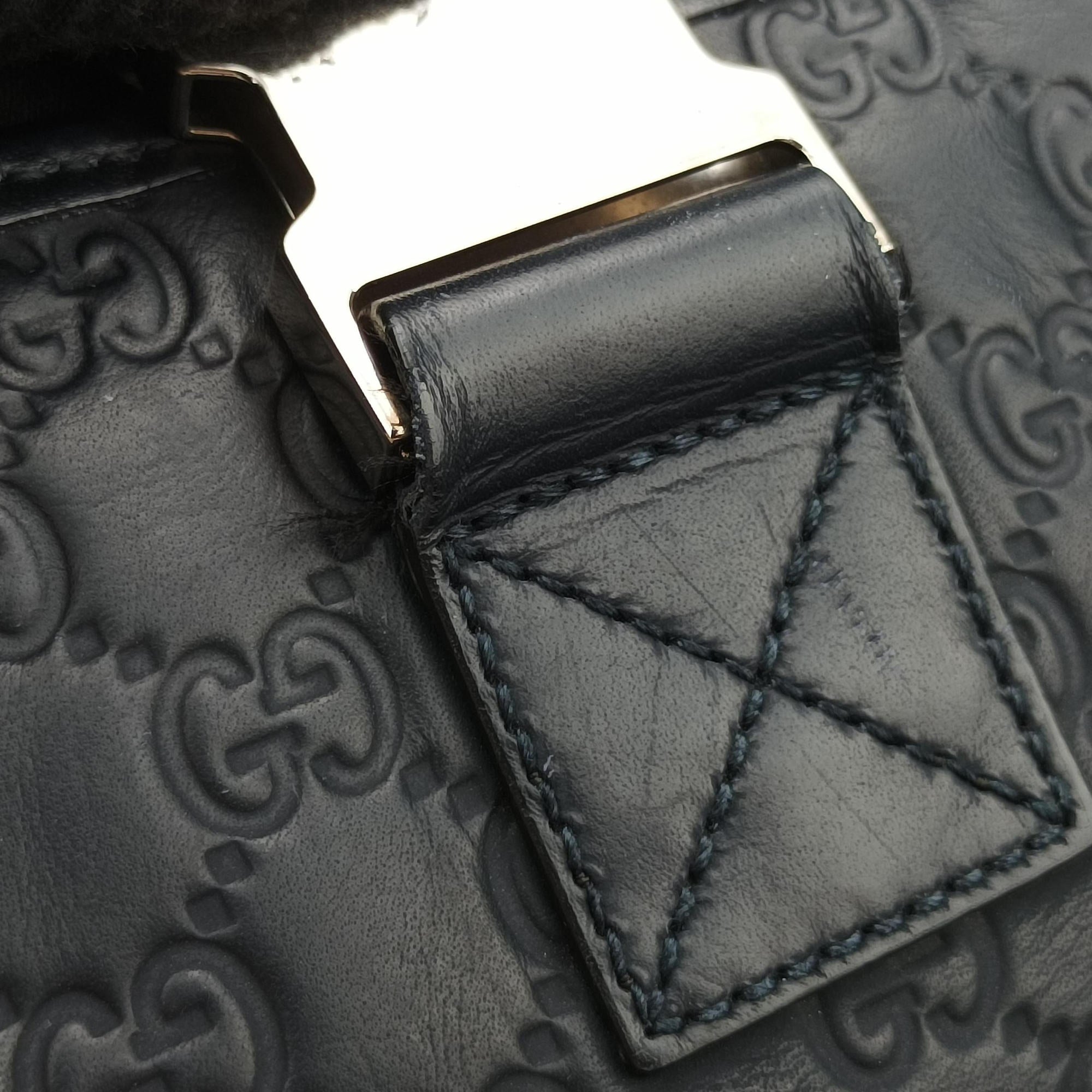 Guccissima Rubber Messenger Navy Leather 246067 D017000164グッチシマ メッセンジャー ネイビー レザー 246067 D017000164