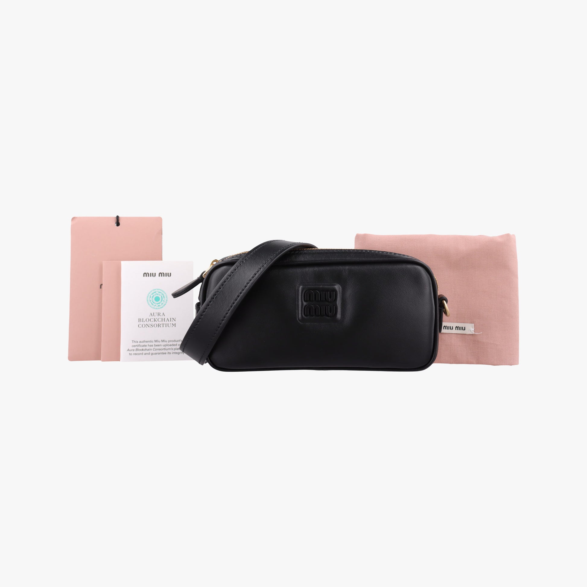 Logo belt Black leather DNP104ロゴベルト ブラック レザー DNP104