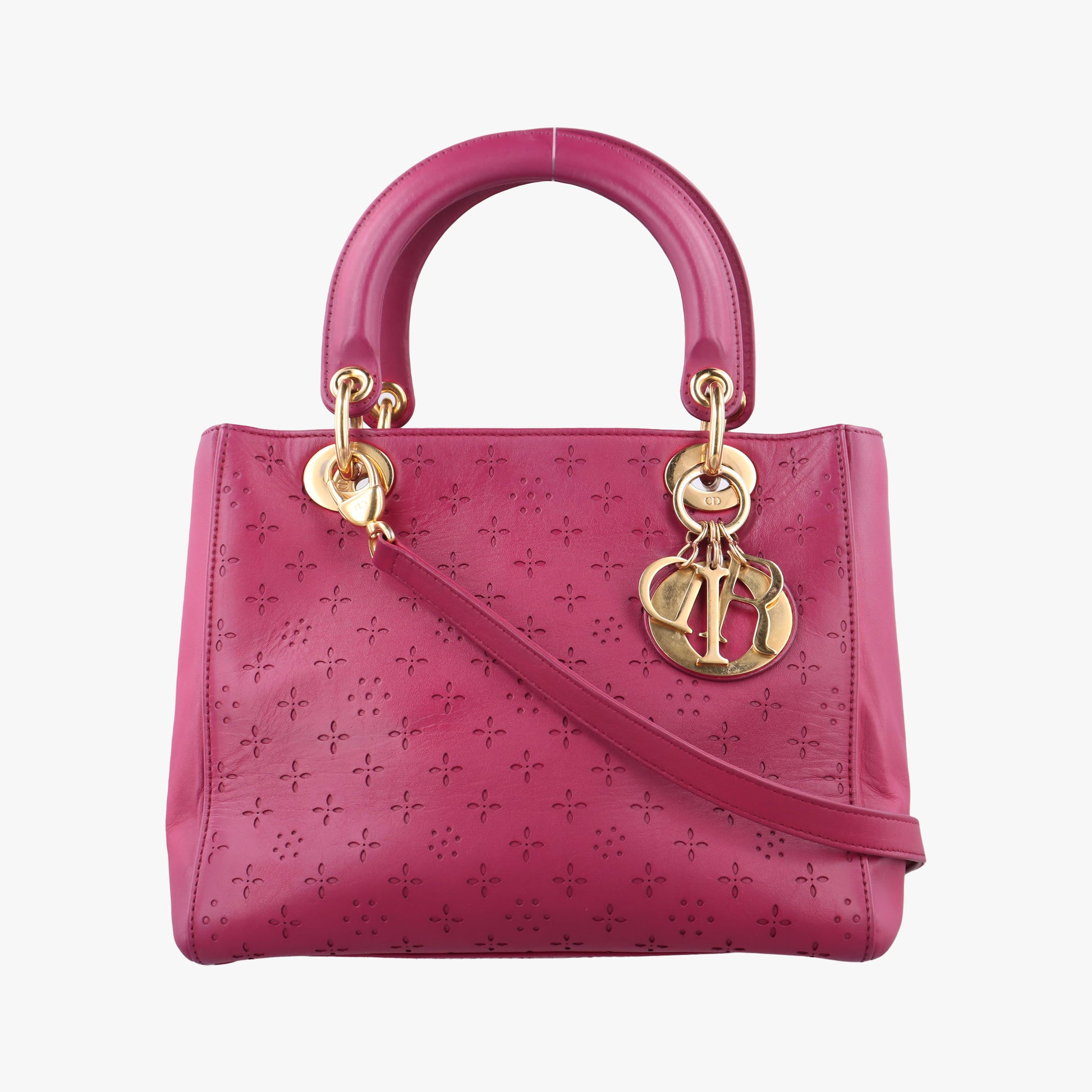 Lady Dior Rose leather 05-MA-1027レディディオール ローズ レッド レザー 05-MA-1027