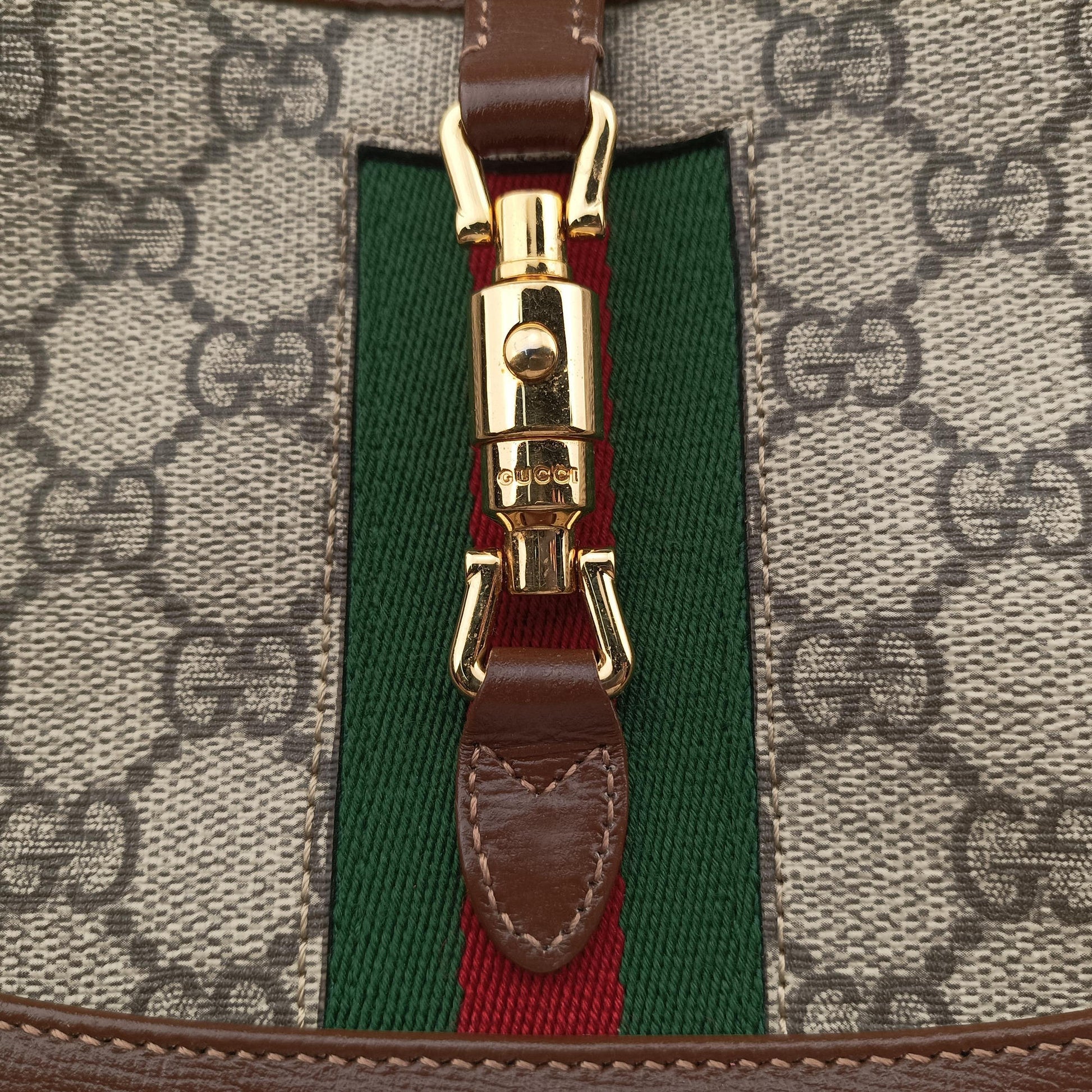 Jackie 1961 GG Supreme brown x beige x multicolor PVC coated canvas×Leather 637092 I033376290ジャッキー 1961 GGスプリーム ブラウン×ベージュ×マルチ PVCコーティングキャンバス×レザー 637092 I033376290