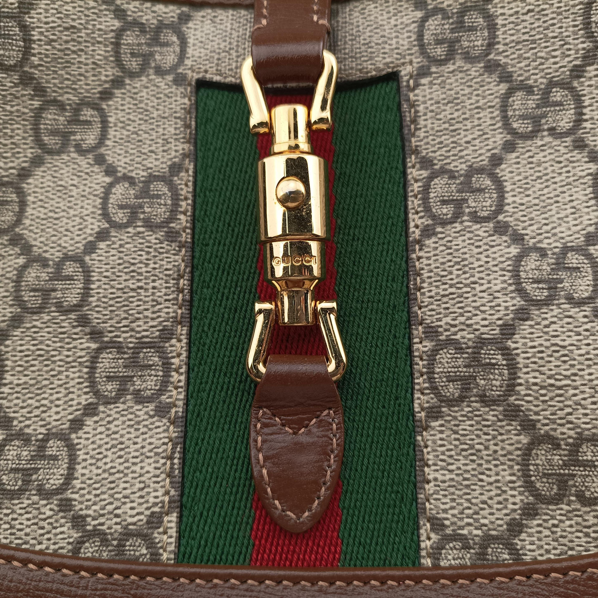 Jackie 1961 GG Supreme brown x beige x multicolor PVC coated canvas×Leather 637092 I033376290ジャッキー 1961 GGスプリーム ブラウン×ベージュ×マルチ PVCコーティングキャンバス×レザー 637092 I033376290