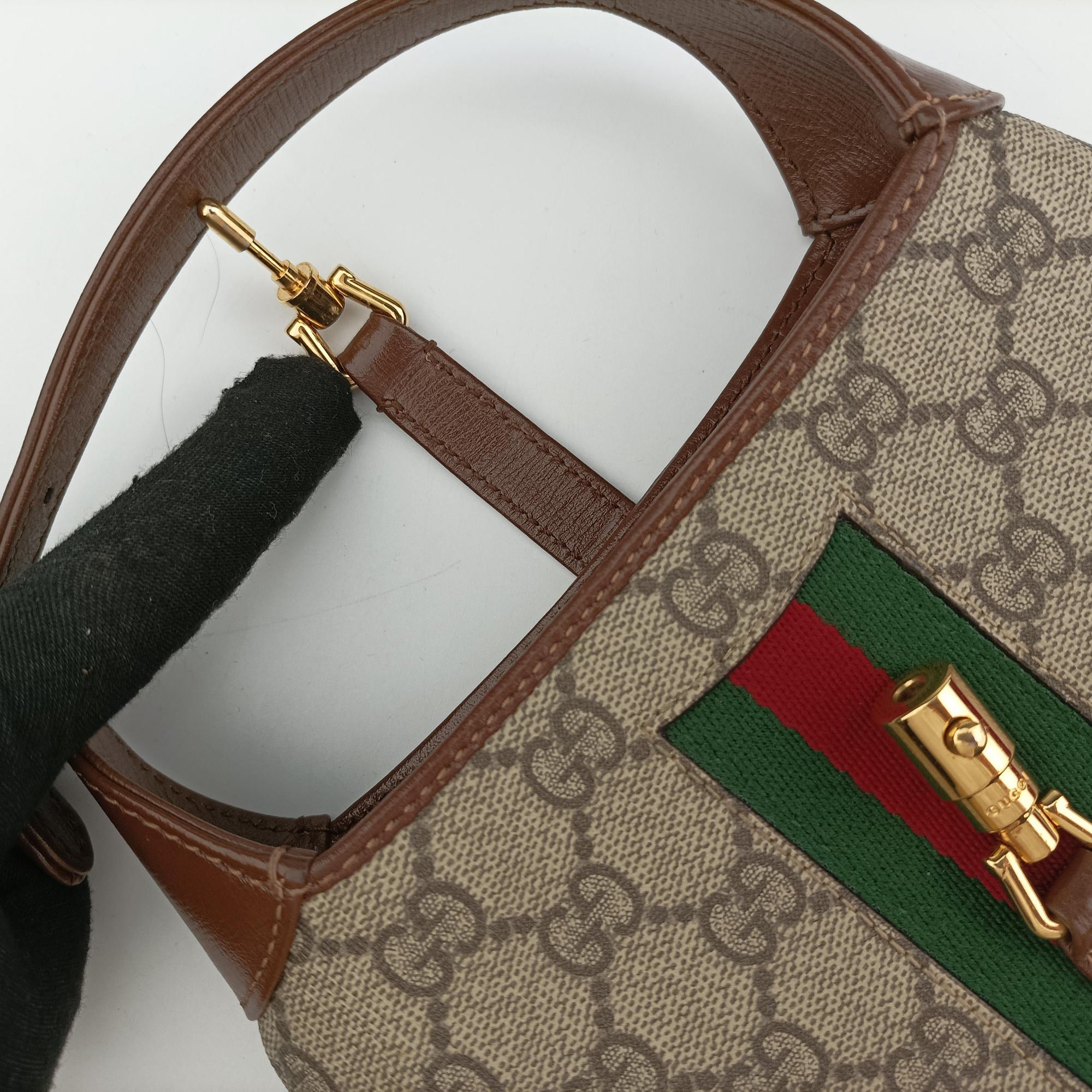 Jackie 1961 GG Supreme brown x beige x multicolor PVC coated canvas×Leather 637092 I033376290ジャッキー 1961 GGスプリーム ブラウン×ベージュ×マルチ PVCコーティングキャンバス×レザー 637092 I033376290