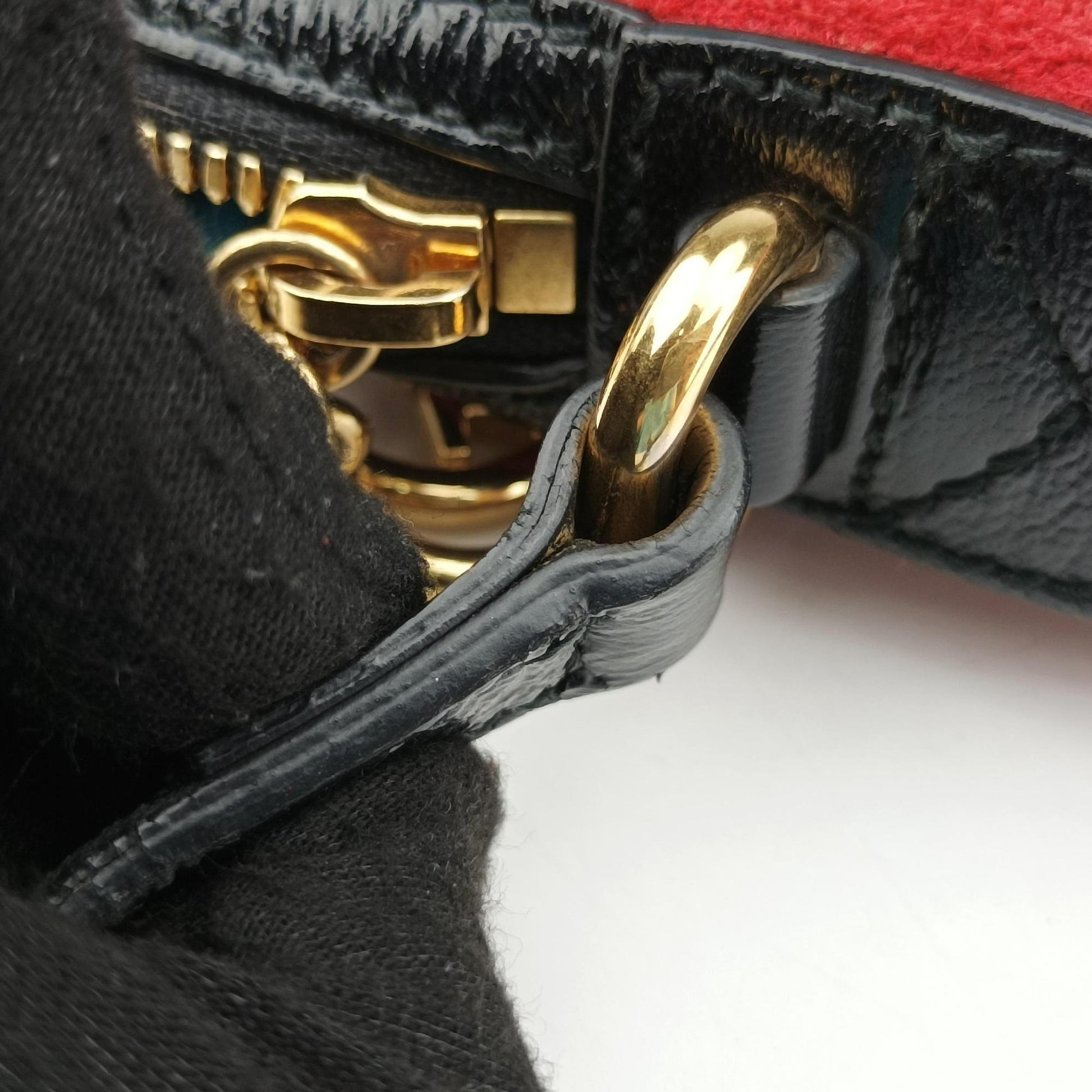 Ophidia Red×black Suede×leather 499621 H023568595オフィディア レッド×ブラック スエード×レザー 499621 H023568595
