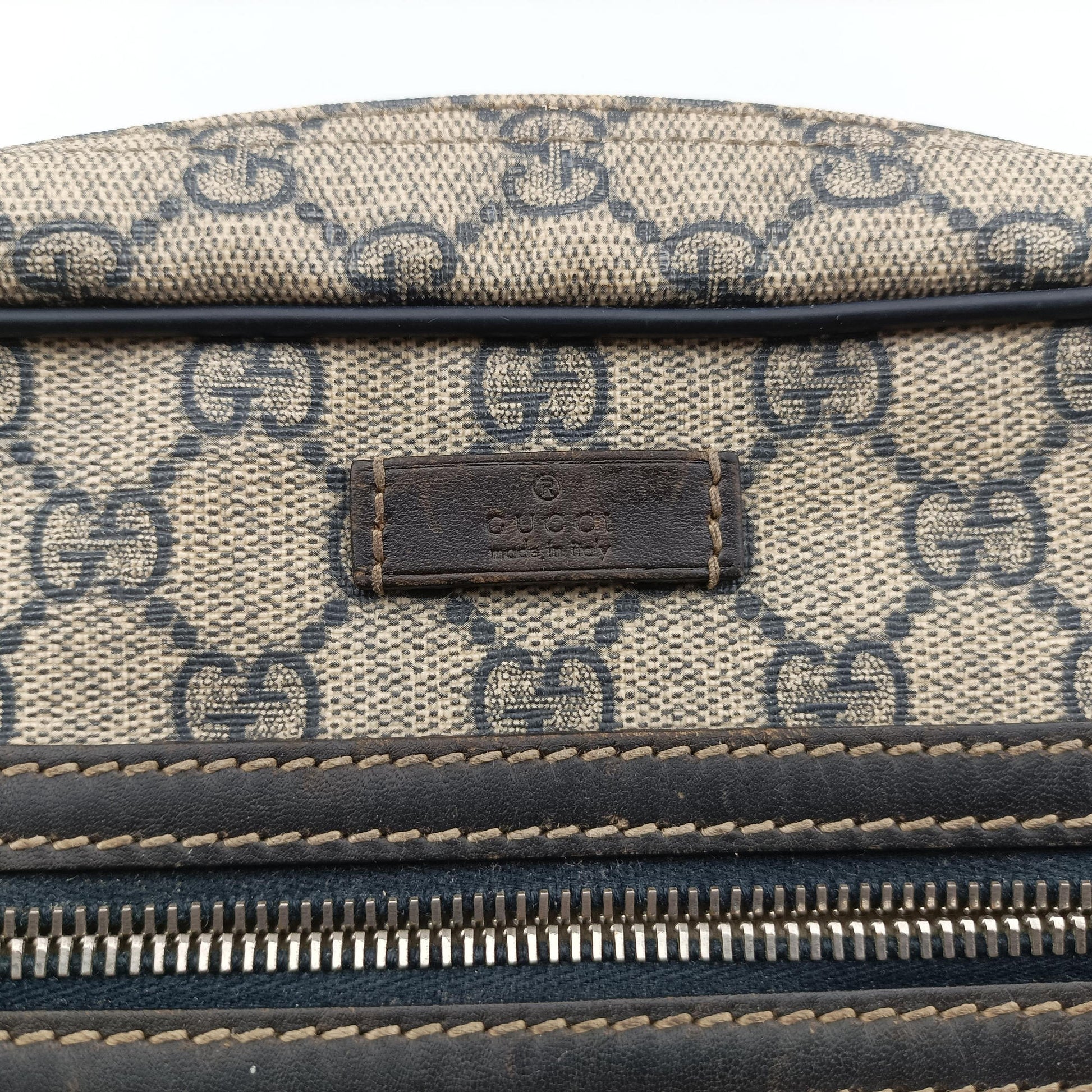 GG Supreme Messenger Beige × Navy PVC coated canvas×leather 201448 B7980659GGスプリーム メッセンジャー ベージュ×ネイビー PVCコーティングキャンバス×レザー 201448 B7980659