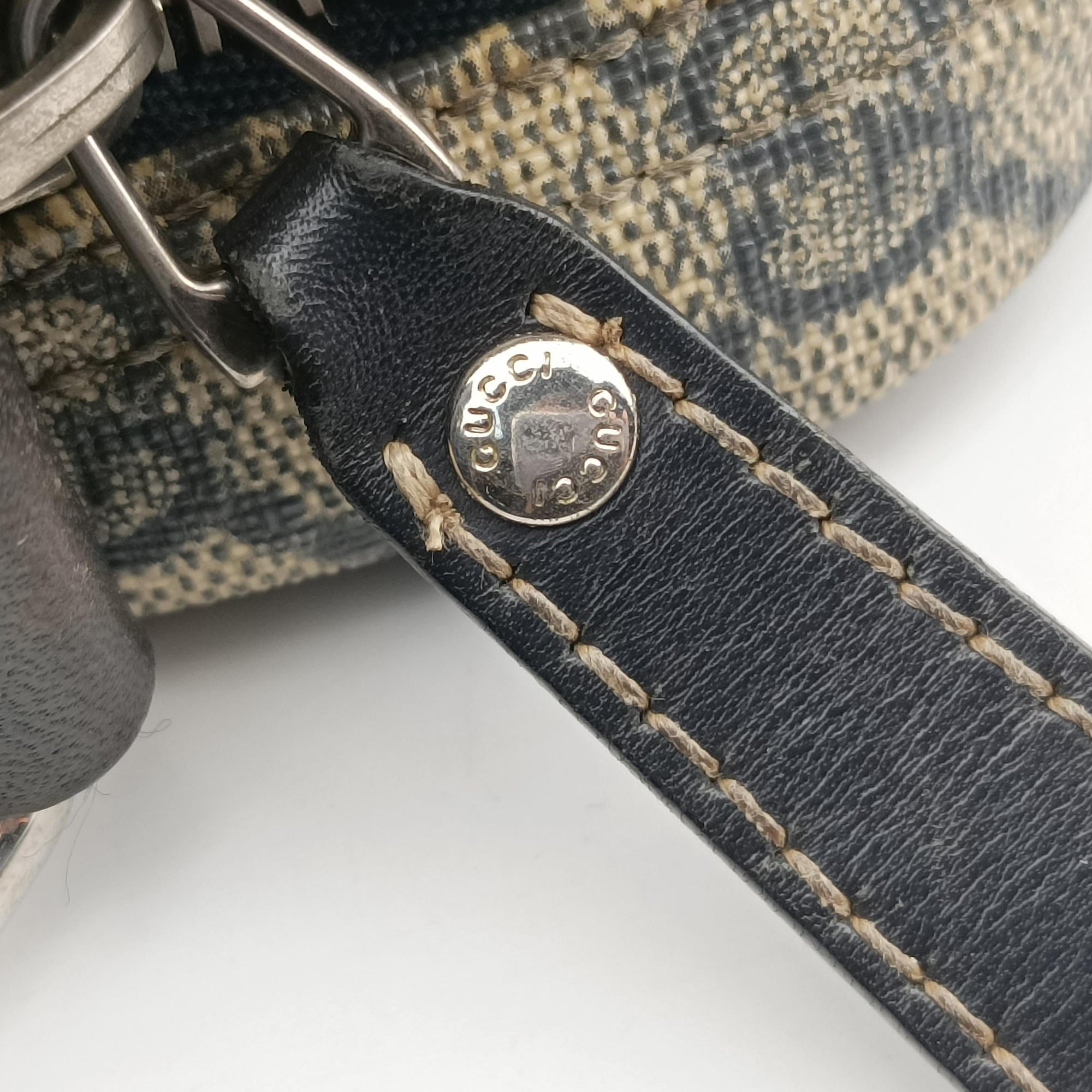 GG Supreme Messenger Beige × Navy PVC coated canvas×leather 201448 B7980659GGスプリーム メッセンジャー ベージュ×ネイビー PVCコーティングキャンバス×レザー 201448 B7980659