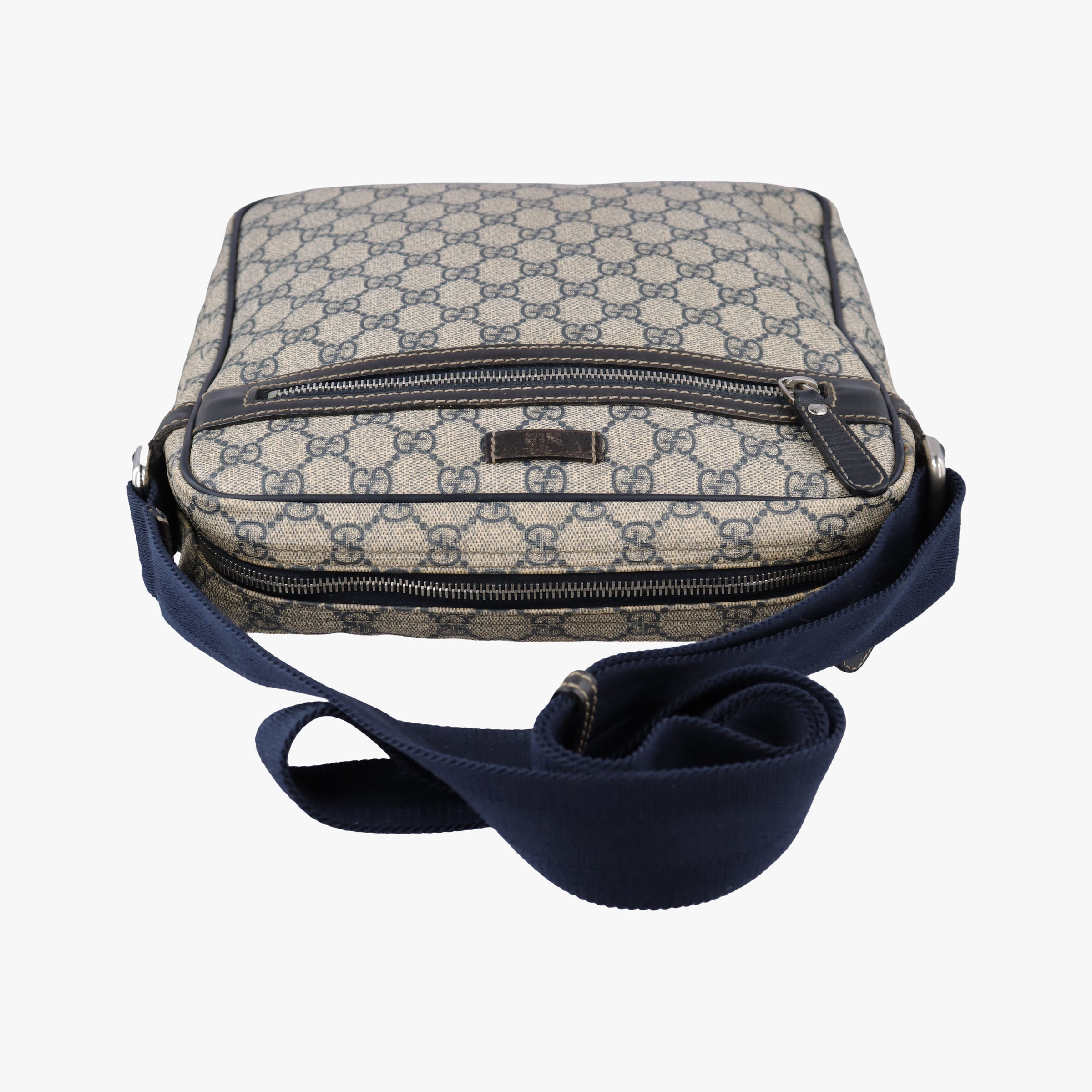 GG Supreme Messenger Beige × Navy PVC coated canvas×leather 201448 B7980659GGスプリーム メッセンジャー ベージュ×ネイビー PVCコーティングキャンバス×レザー 201448 B7980659