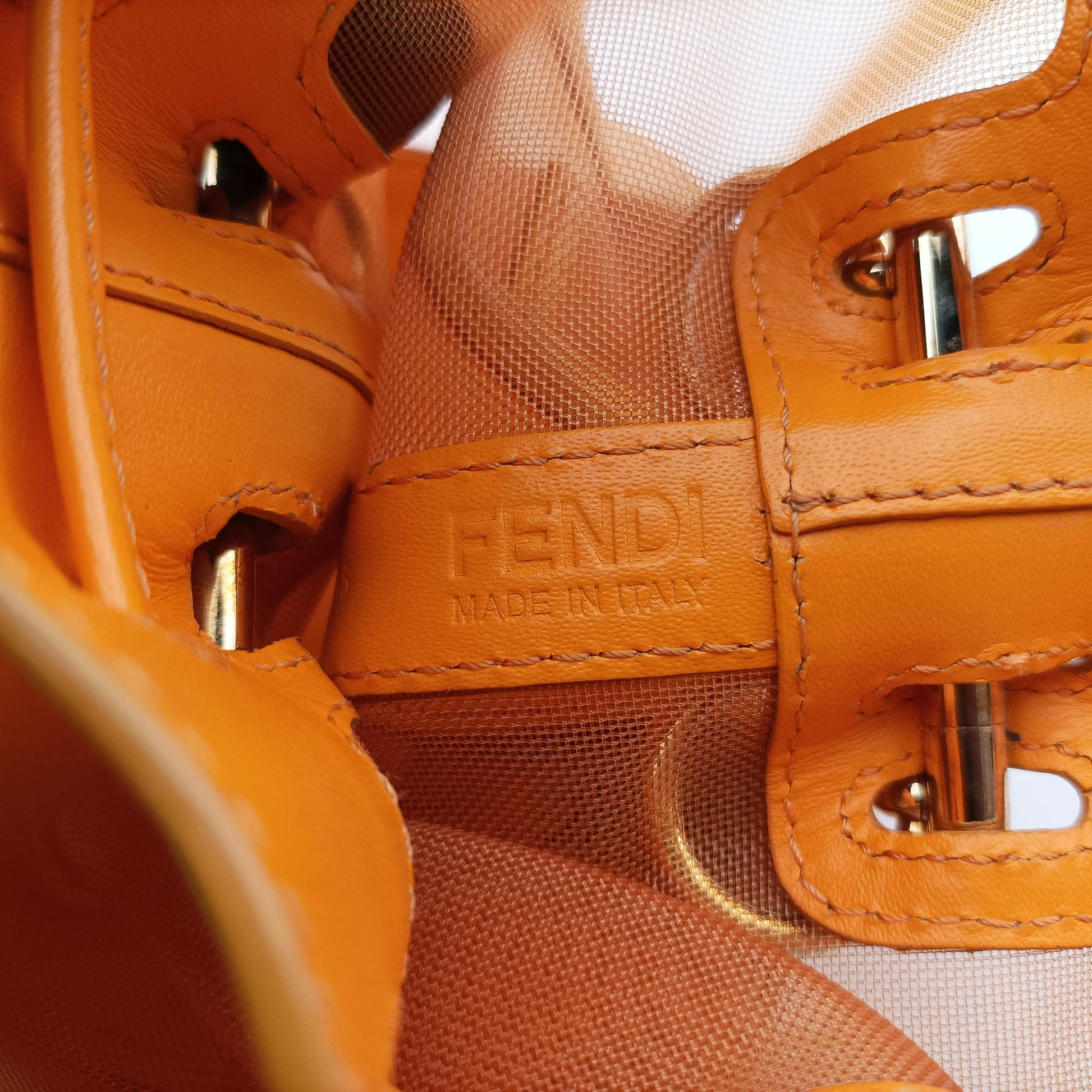Mon Tresor Mini Bucket Orange mesh×Calf Leather 8BS010 8BS010.AAYS.218.8465ミニ モン トレゾール オレンジ メッシュ×カーフレザー 8BS010 8BS010.AAYS.218.8465