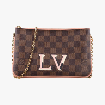 Pochette Double Zip EBENE×Rose Ballerine Damier Canvas N60254 MI4129ポシェット ドゥーブルジップ エベーヌ×ローズバレリーヌ ダミエキャンバス N60254 MI4129