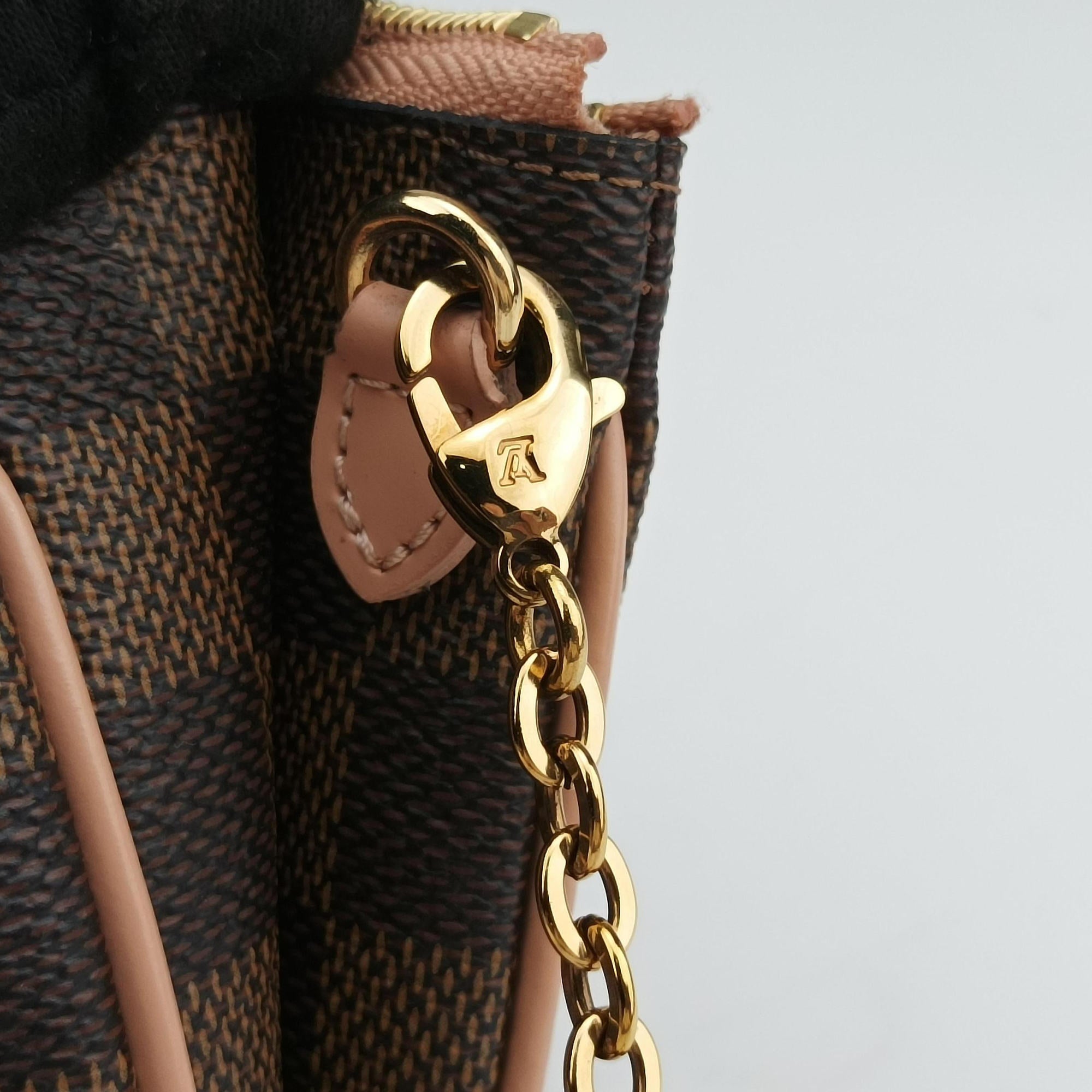 Pochette Double Zip EBENE×Rose Ballerine Damier Canvas N60254 MI4129ポシェット ドゥーブルジップ エベーヌ×ローズバレリーヌ ダミエキャンバス N60254 MI4129