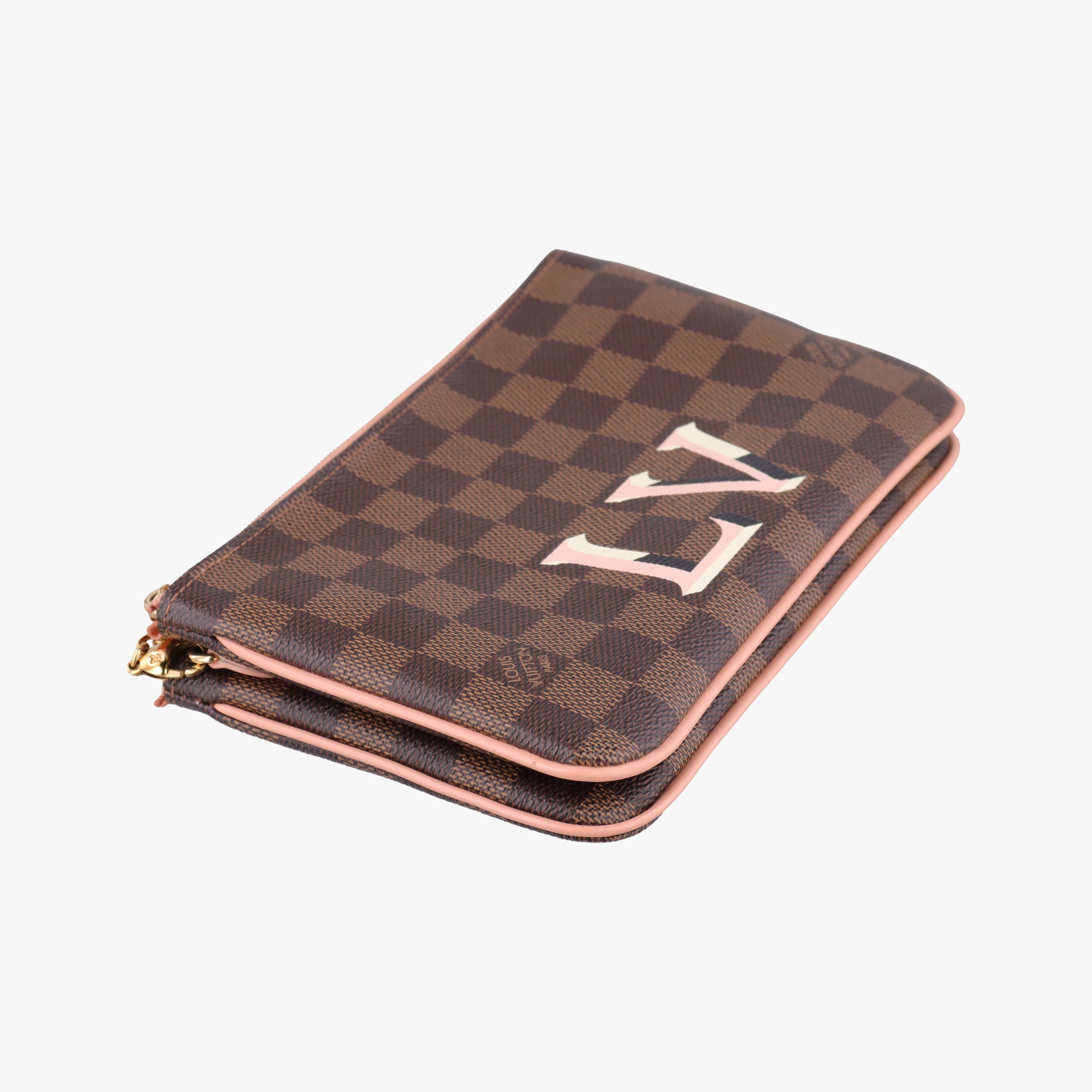 Pochette Double Zip EBENE×Rose Ballerine Damier Canvas N60254 MI4129ポシェット ドゥーブルジップ エベーヌ×ローズバレリーヌ ダミエキャンバス N60254 MI4129