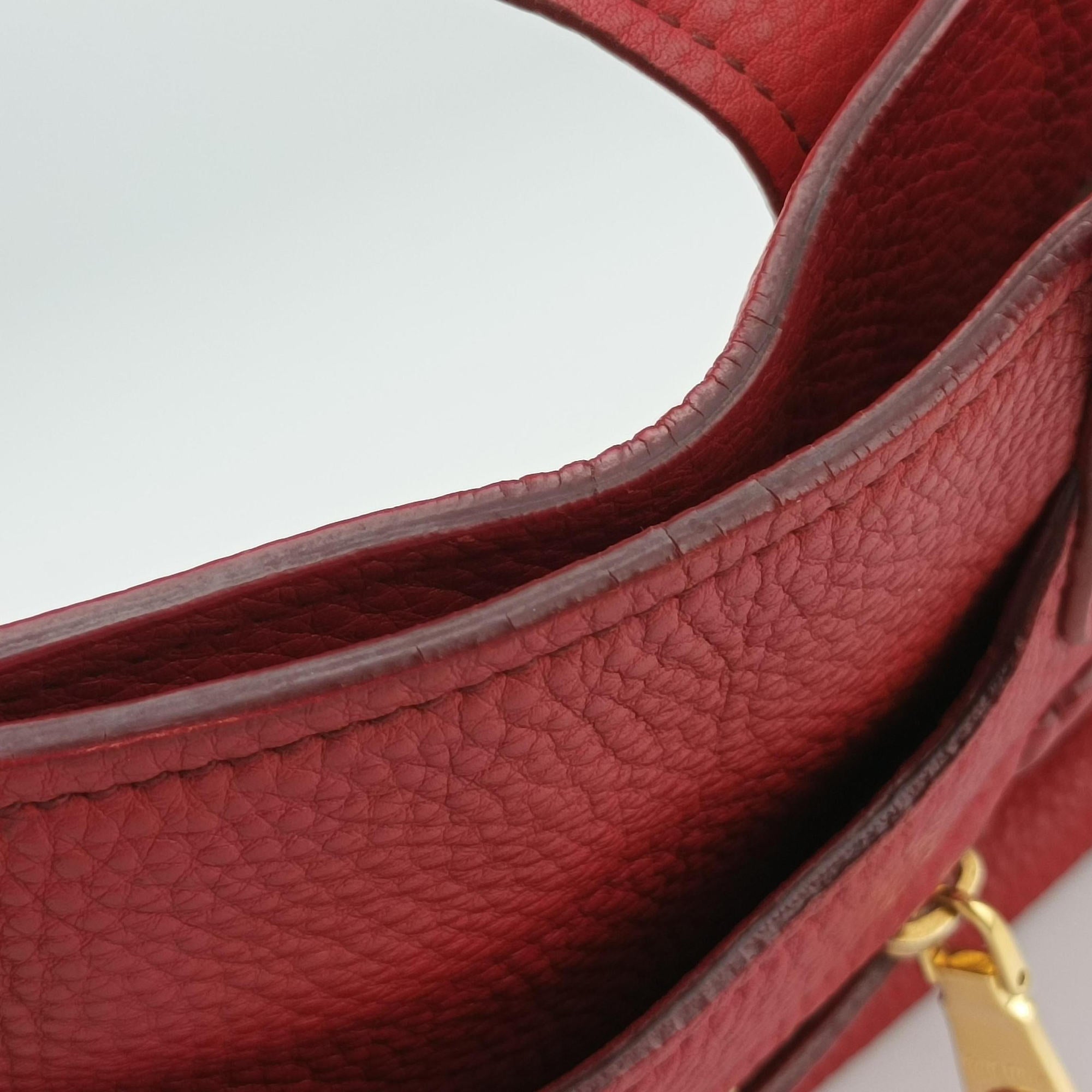 Vitello Caribu Front Zip Pocket Tote Red Leather RN0908 25ヴィテッロ カリブー フロントジップ ポケット トート レッド レザー RN0908 25
