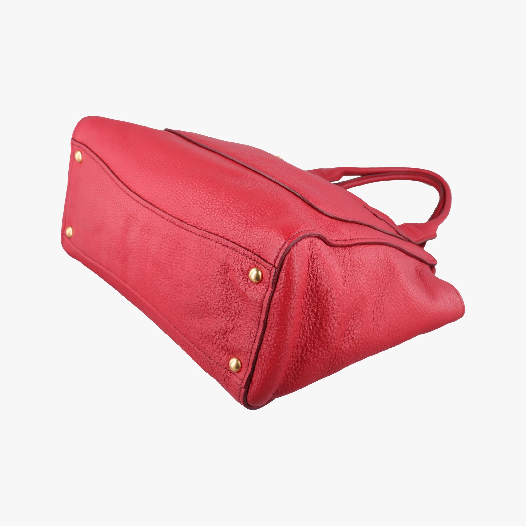Vitello Caribu Front Zip Pocket Tote Red Leather RN0908 25ヴィテッロ カリブー フロントジップ ポケット トート レッド レザー RN0908 25