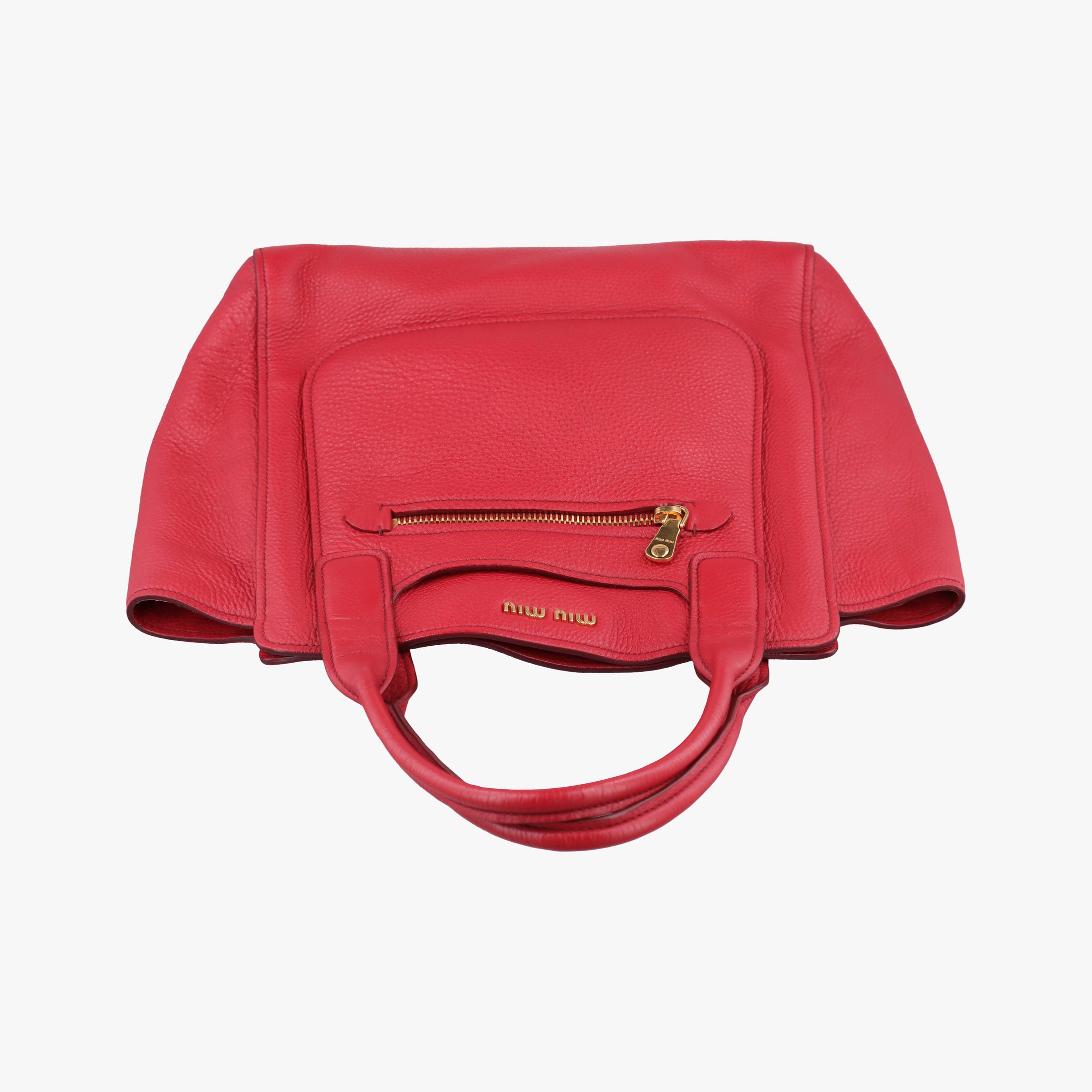 Vitello Caribu Front Zip Pocket Tote Red Leather RN0908 25ヴィテッロ カリブー フロントジップ ポケット トート レッド レザー RN0908 25
