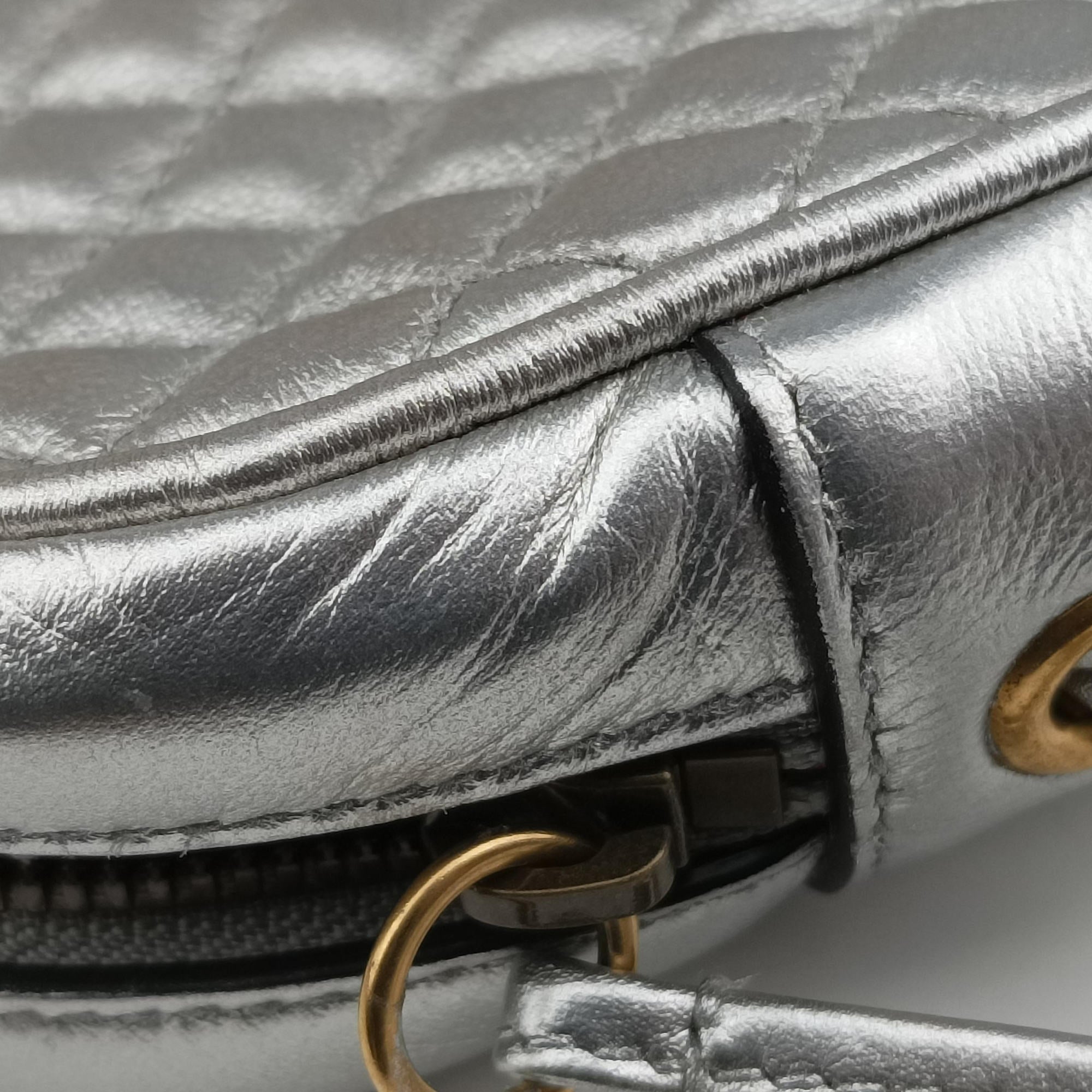 GG Marmont Pochette Silver×Green×Red Leather 541051 I025694078GGマーモント ポシェット シルバー×グリーン×レッド レザー 541051 I025694078