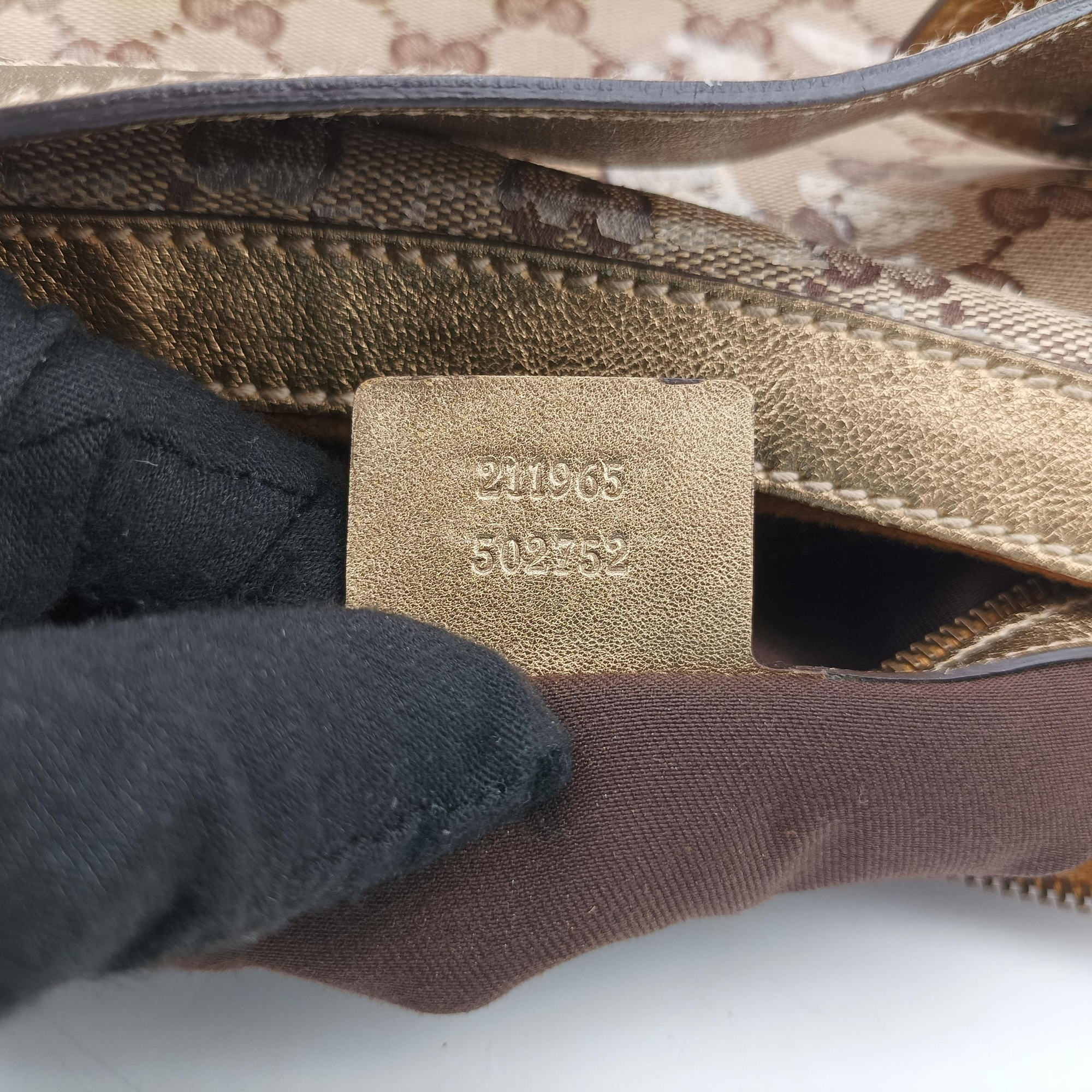 Babouska Heart Hobo khaki×golden PVC coated canvas 211965 F3936531バブースカ ハート ホーボー カーキ×ゴールド PVCコーティングキャンバス 211965 F3936531
