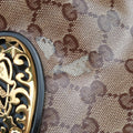 Babouska Heart Hobo khaki×golden PVC coated canvas 211965 F3936531バブースカ ハート ホーボー カーキ×ゴールド PVCコーティングキャンバス 211965 F3936531