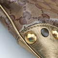Babouska Heart Hobo khaki×golden PVC coated canvas 211965 F3936531バブースカ ハート ホーボー カーキ×ゴールド PVCコーティングキャンバス 211965 F3936531